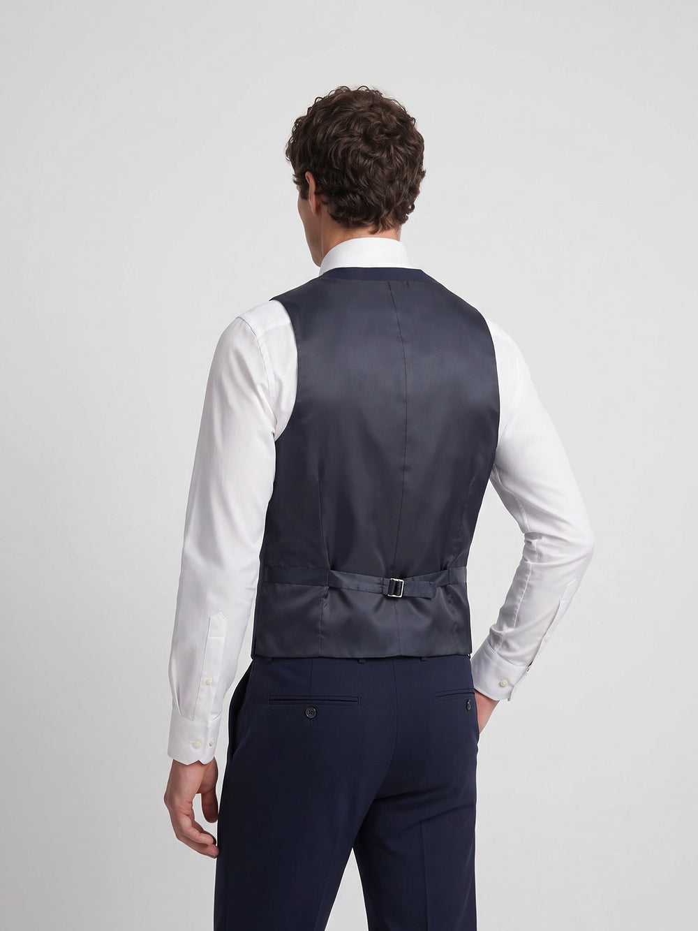 Gilet habillé stretch col rond bleu clair