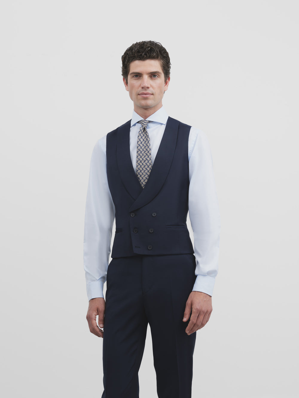 Colete de vestir elástico com gola redonda azul claro