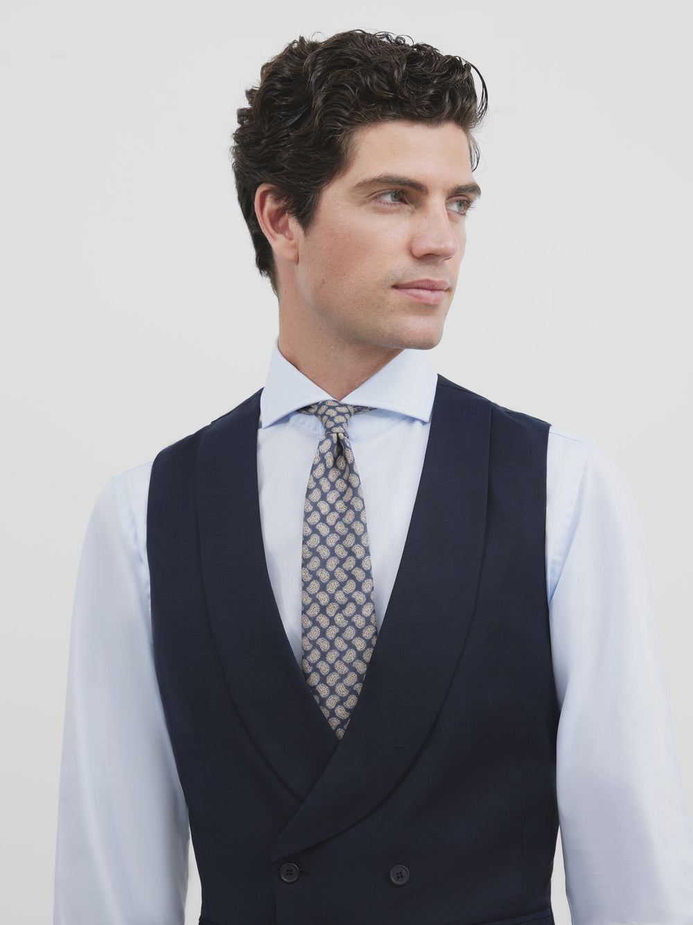 Colete de vestir elástico com gola redonda azul claro