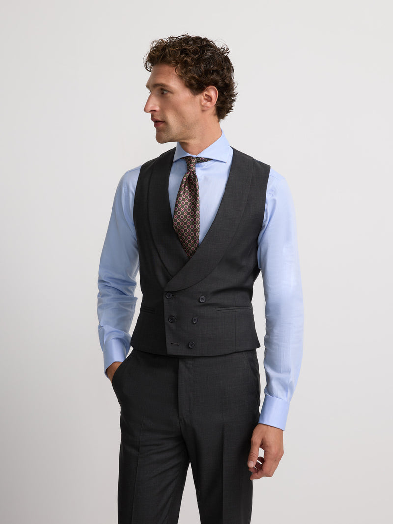Gilet habillé stretch col rond gris