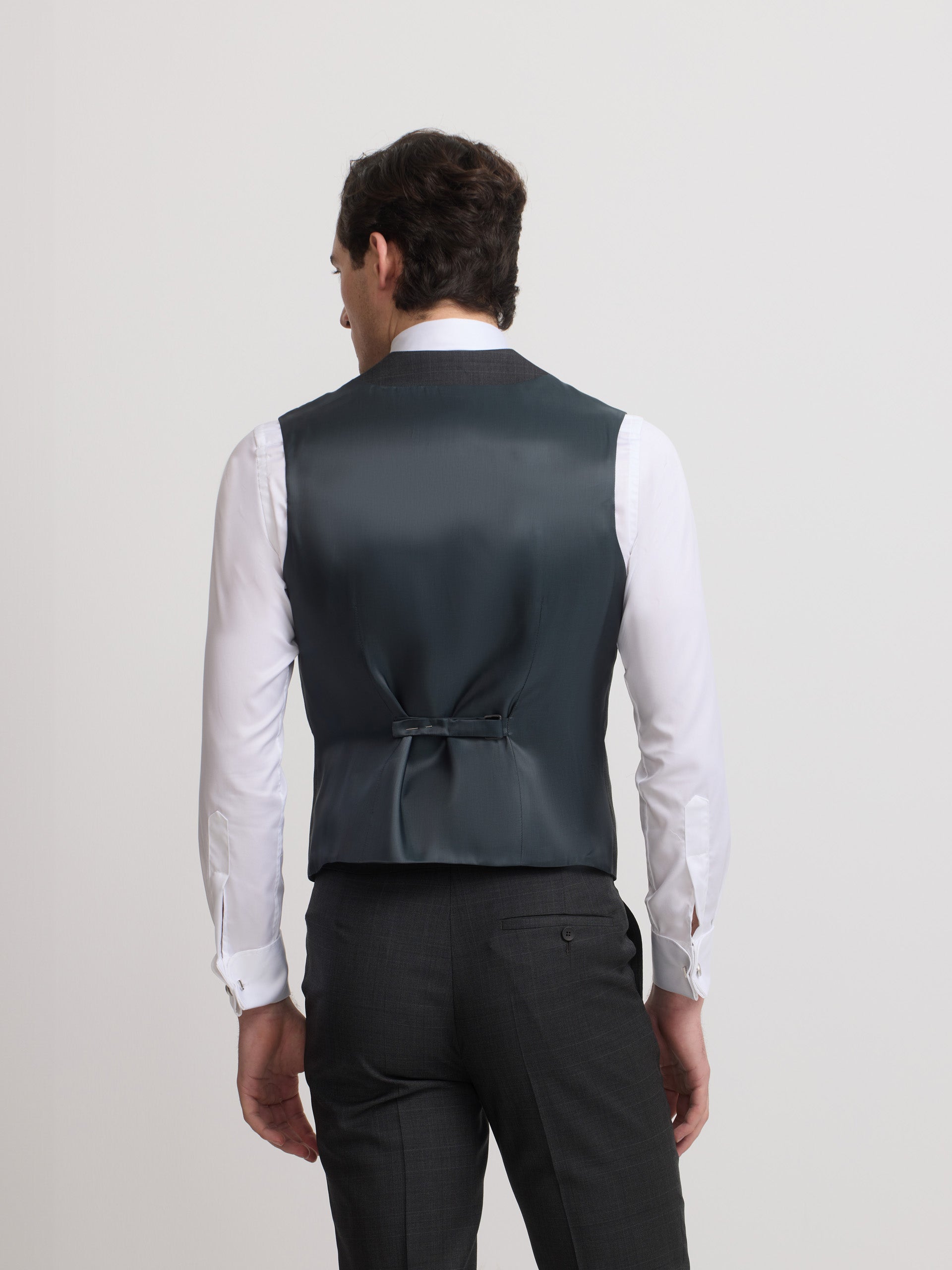 Chaleco vestir stretch cuello redondo gris