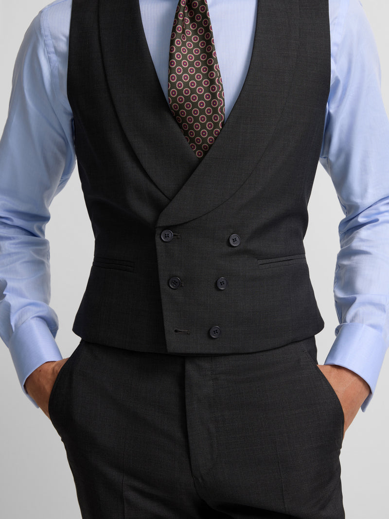Gilet habillé stretch col rond gris
