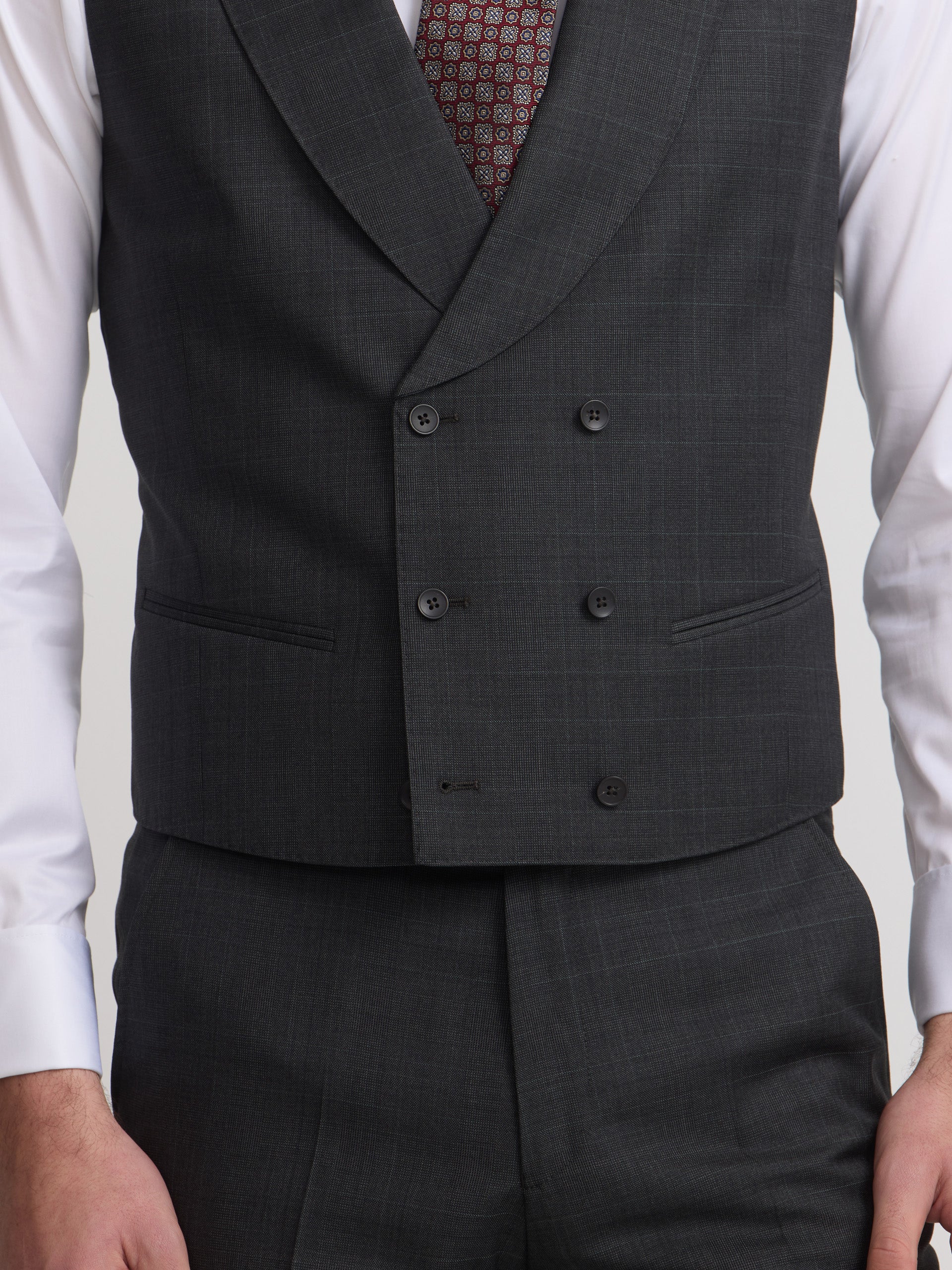 Chaleco vestir stretch cuello redondo gris