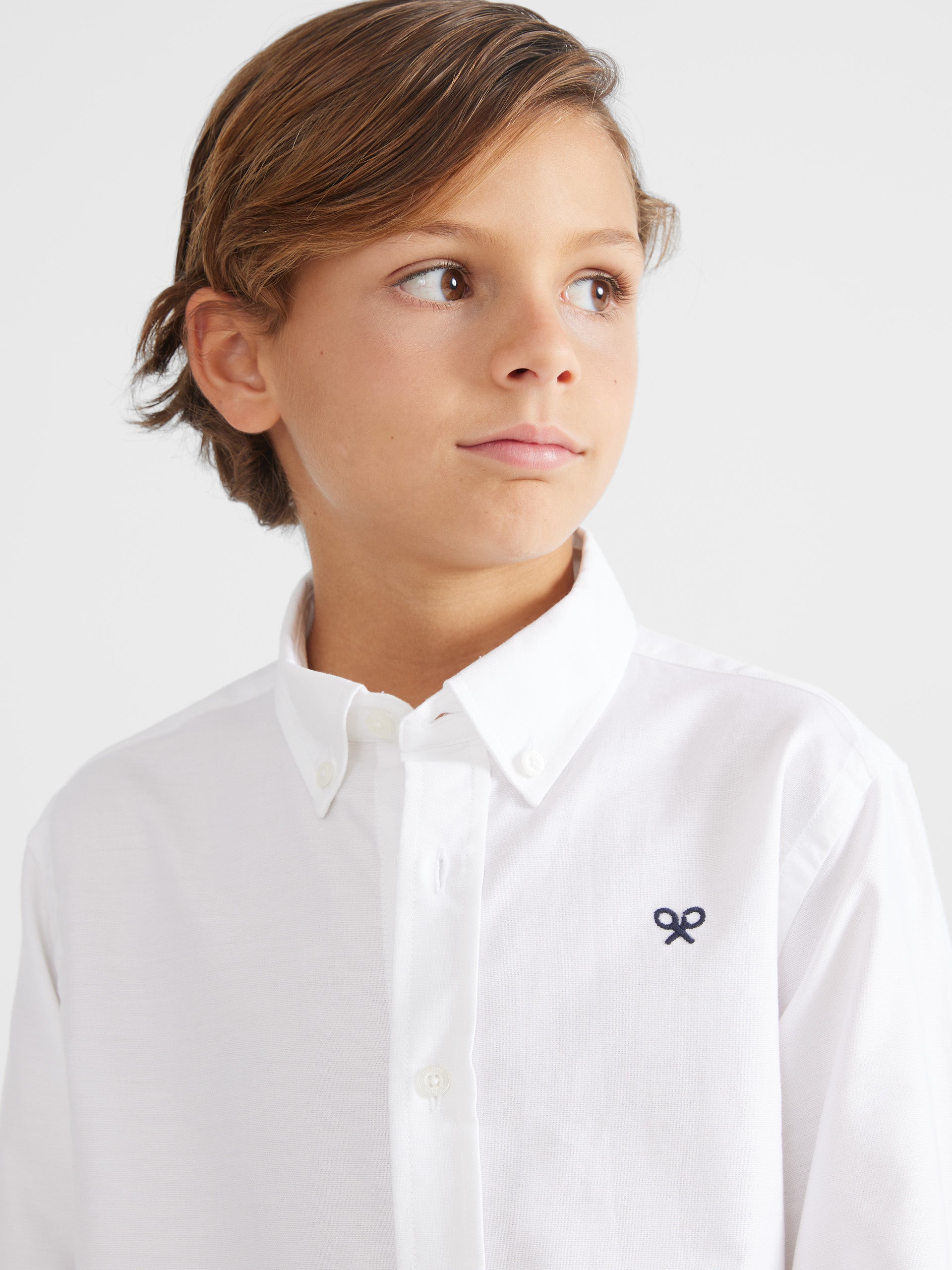 White oxford style kids sport shirt