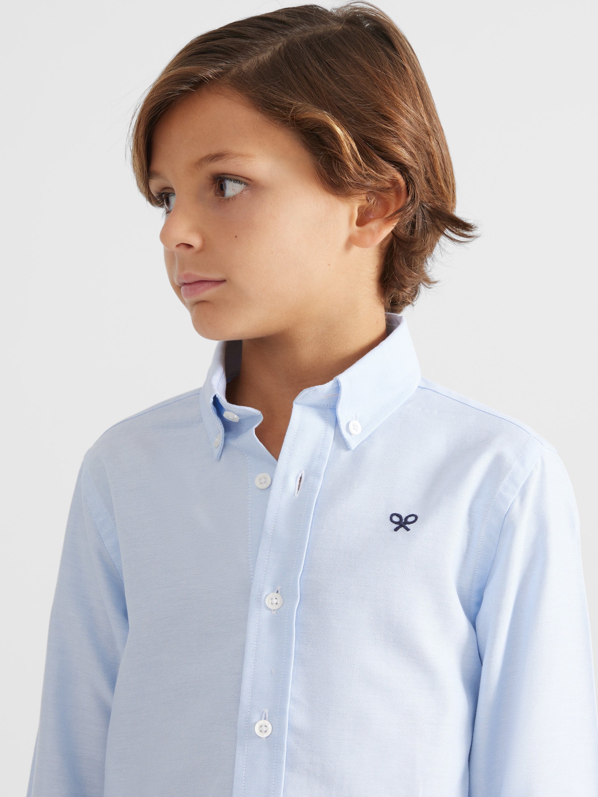 Chemise de sport enfant style oxford bleu clair