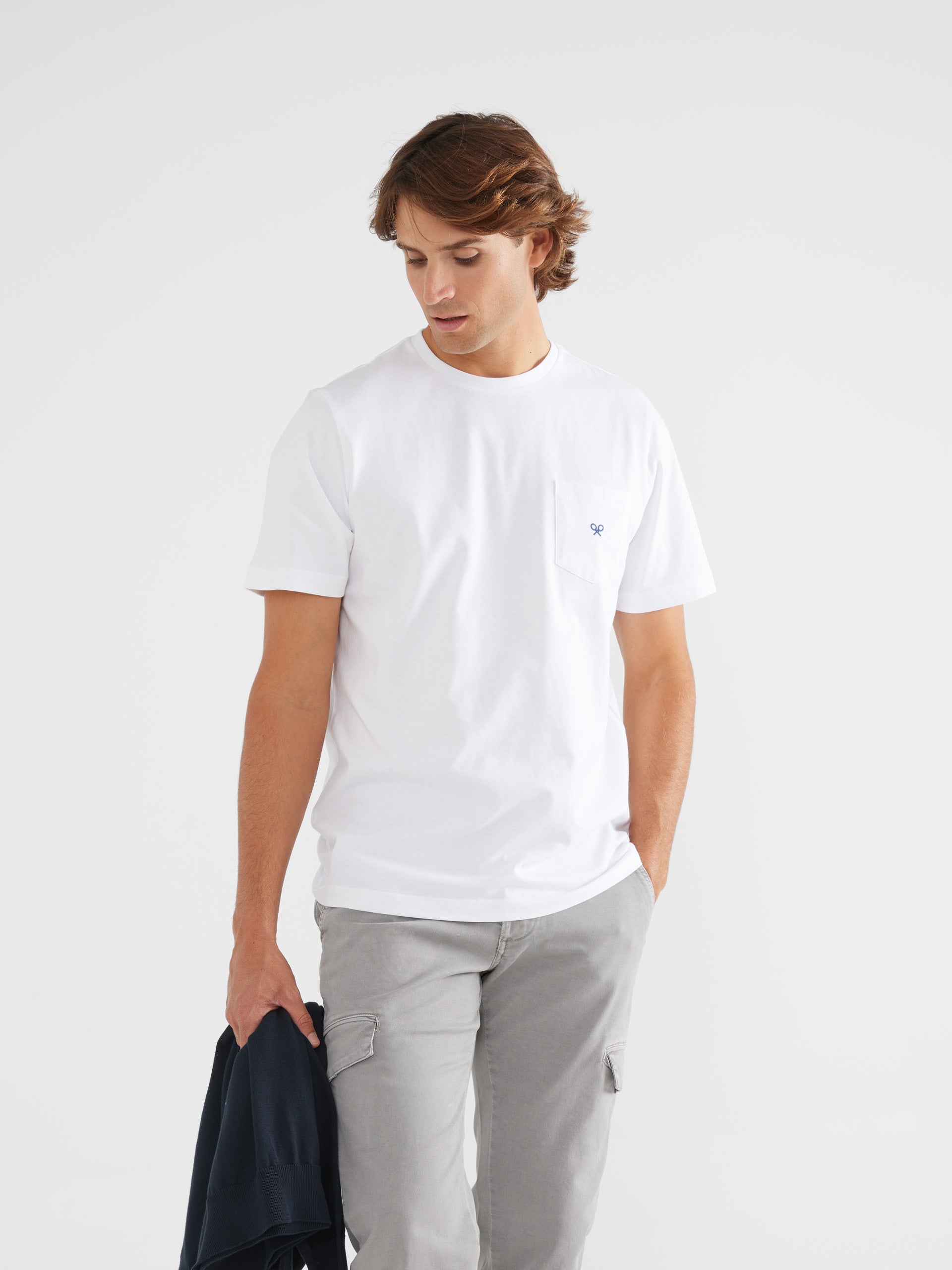 White mini racket pocket t-shirt