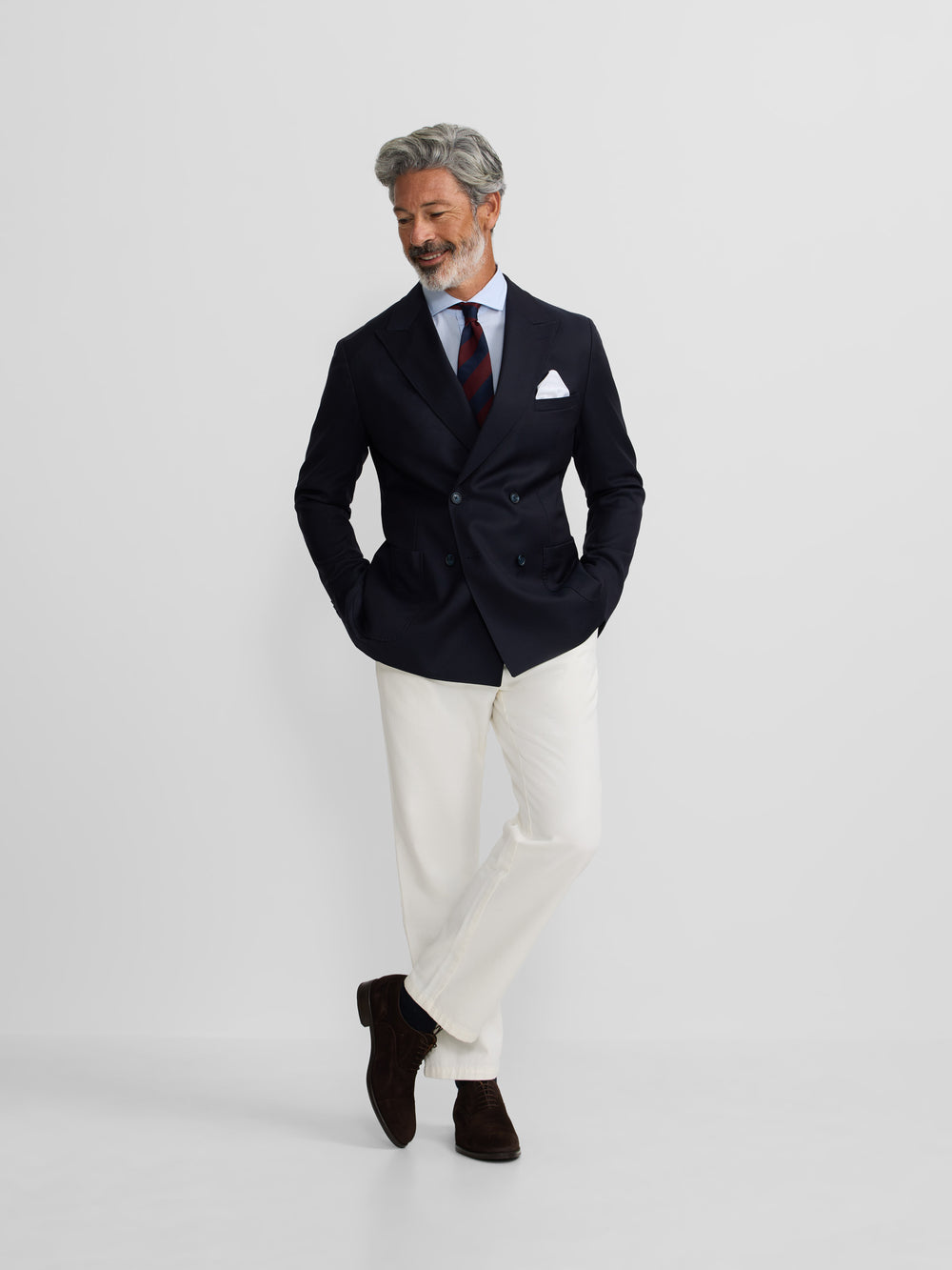 Blazer stretch cruzado azul-marinho