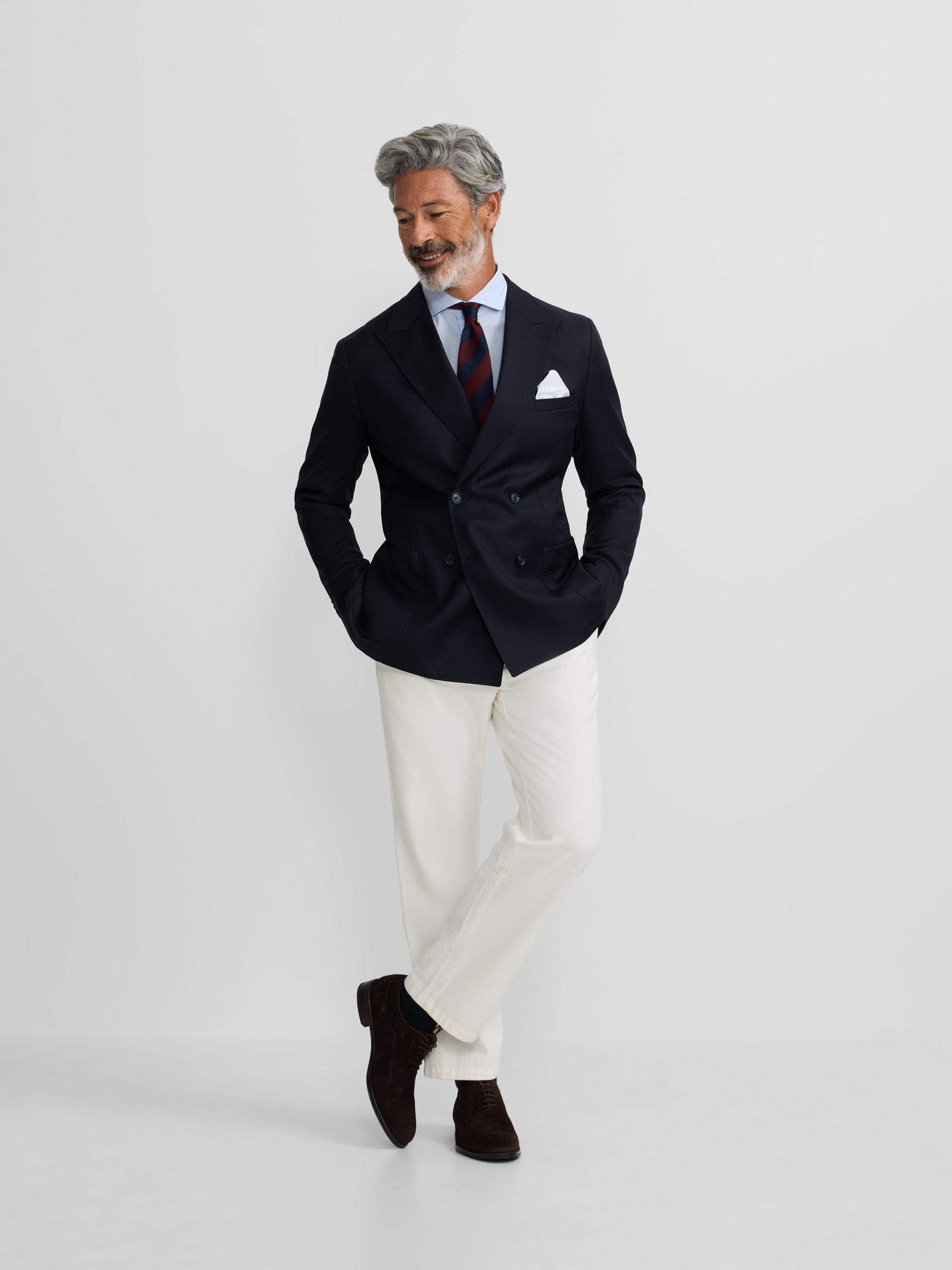 Blazer stretch cruzado azul-marinho