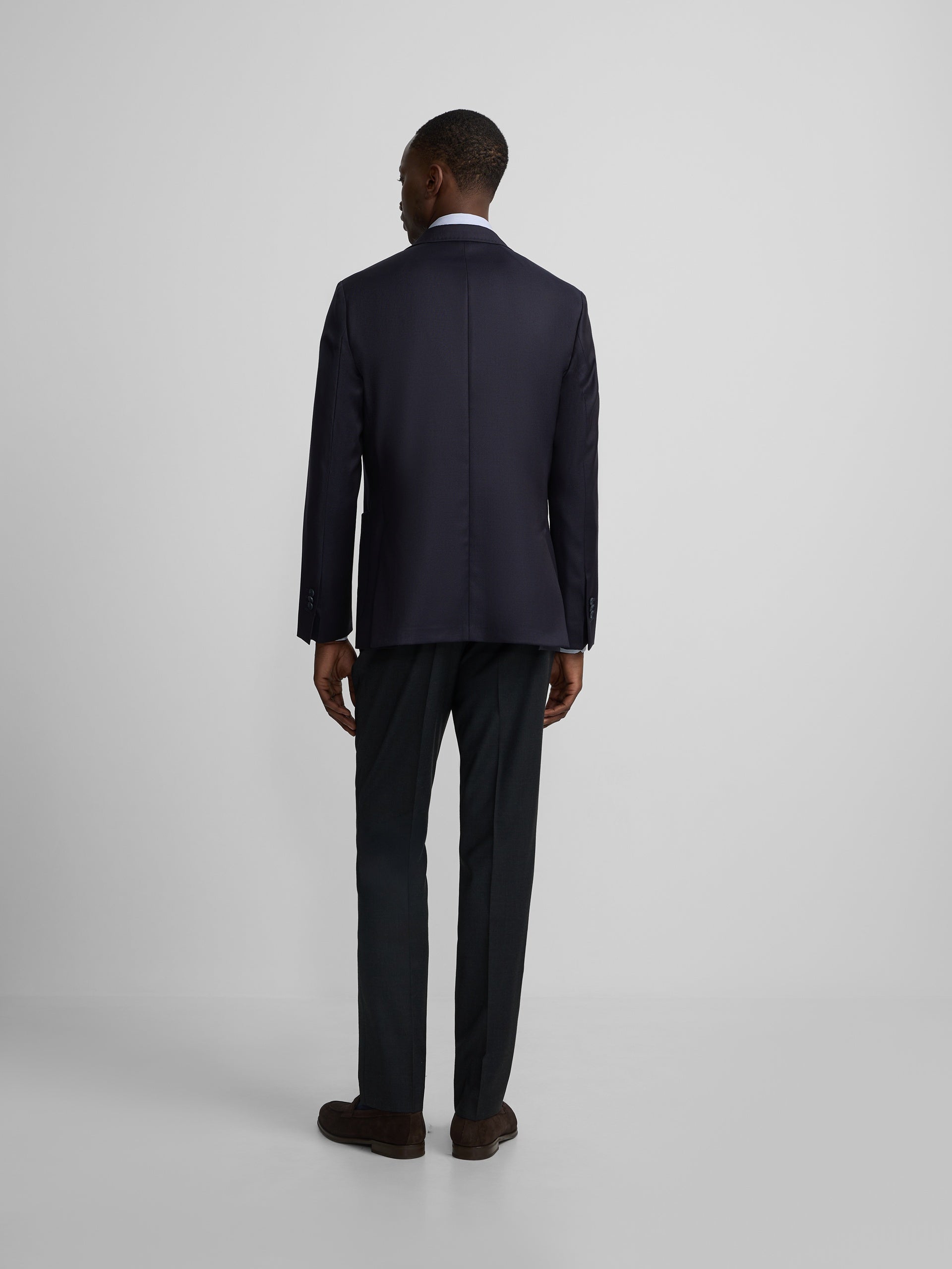 Navy blue double-breasted stretch jacket