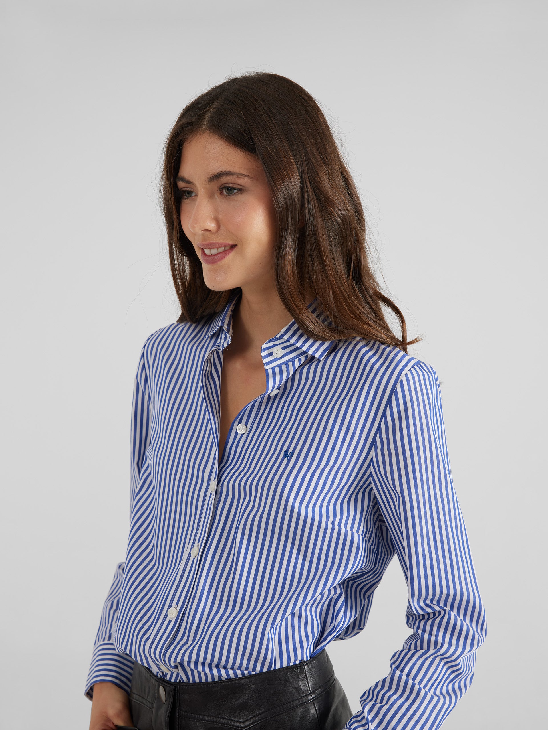 Blue and white striped women's shirt