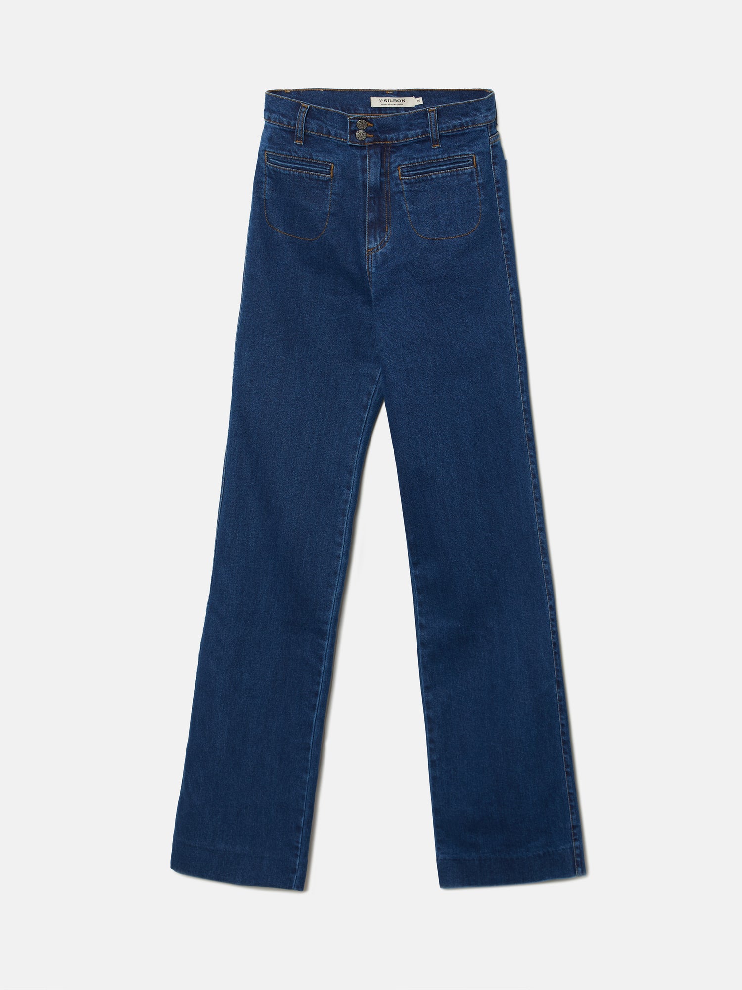 Flare denim pants with pockets