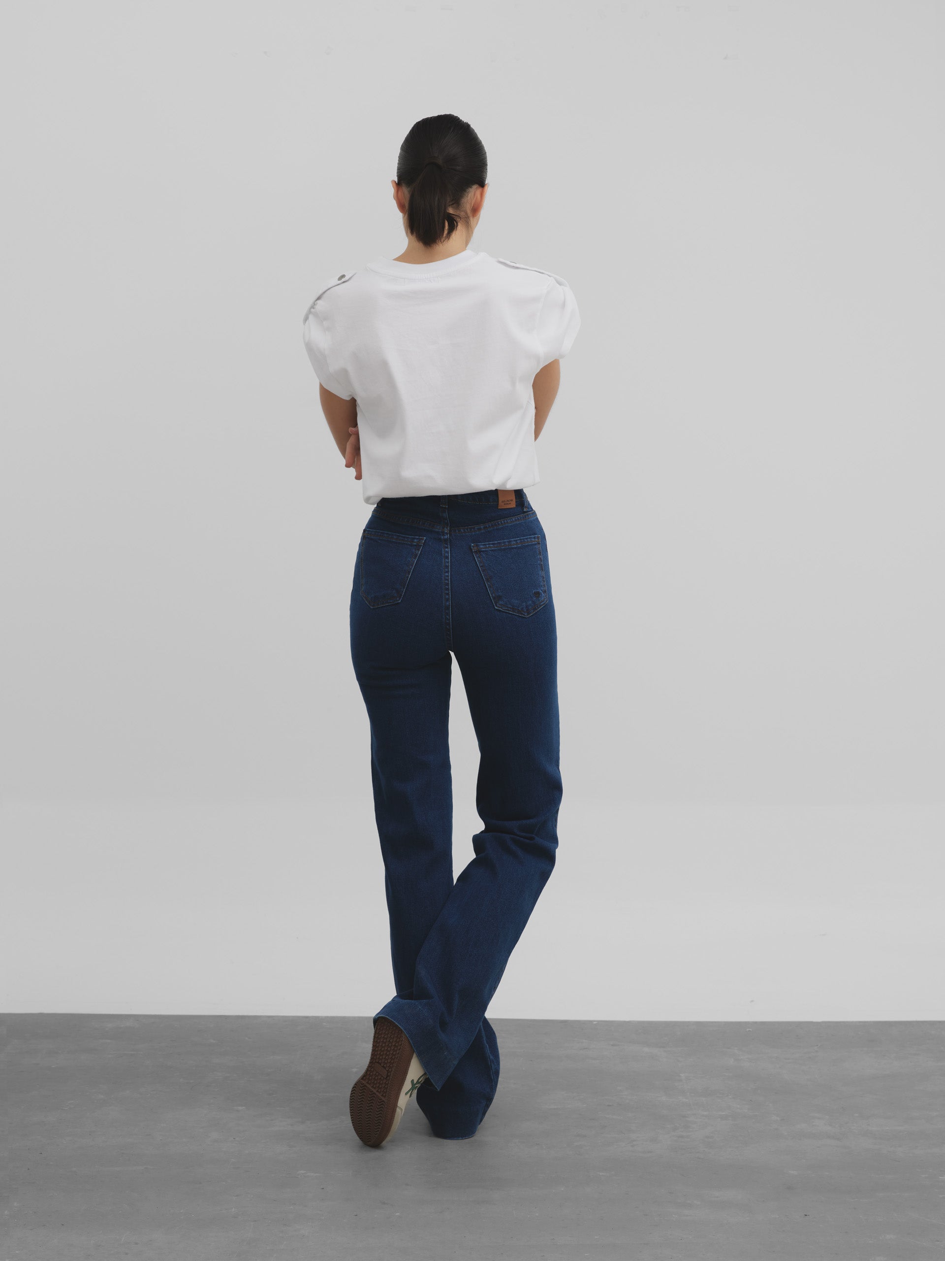 Flare denim pants with pockets