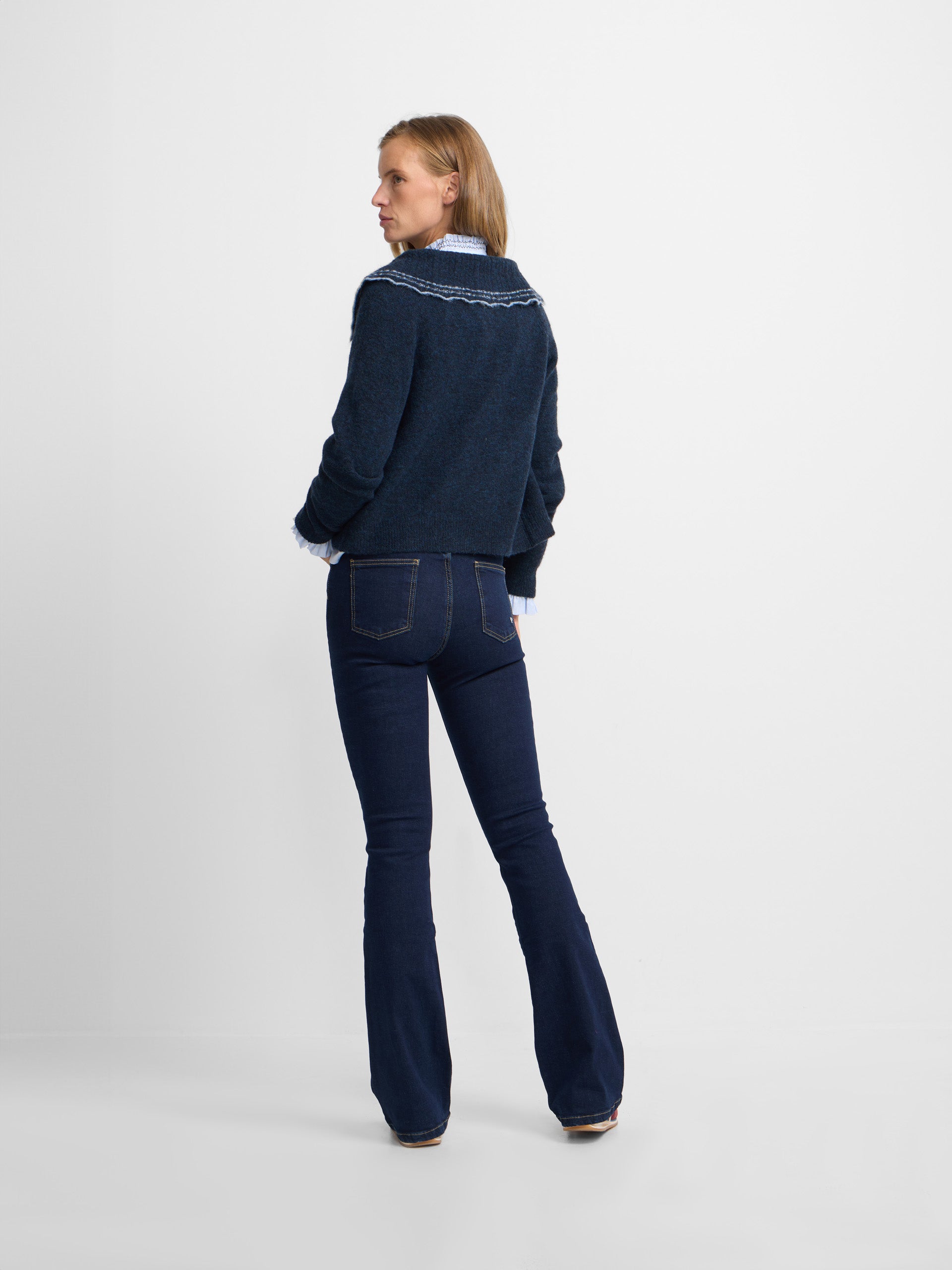 Pantalon femme boot cut bleu marine