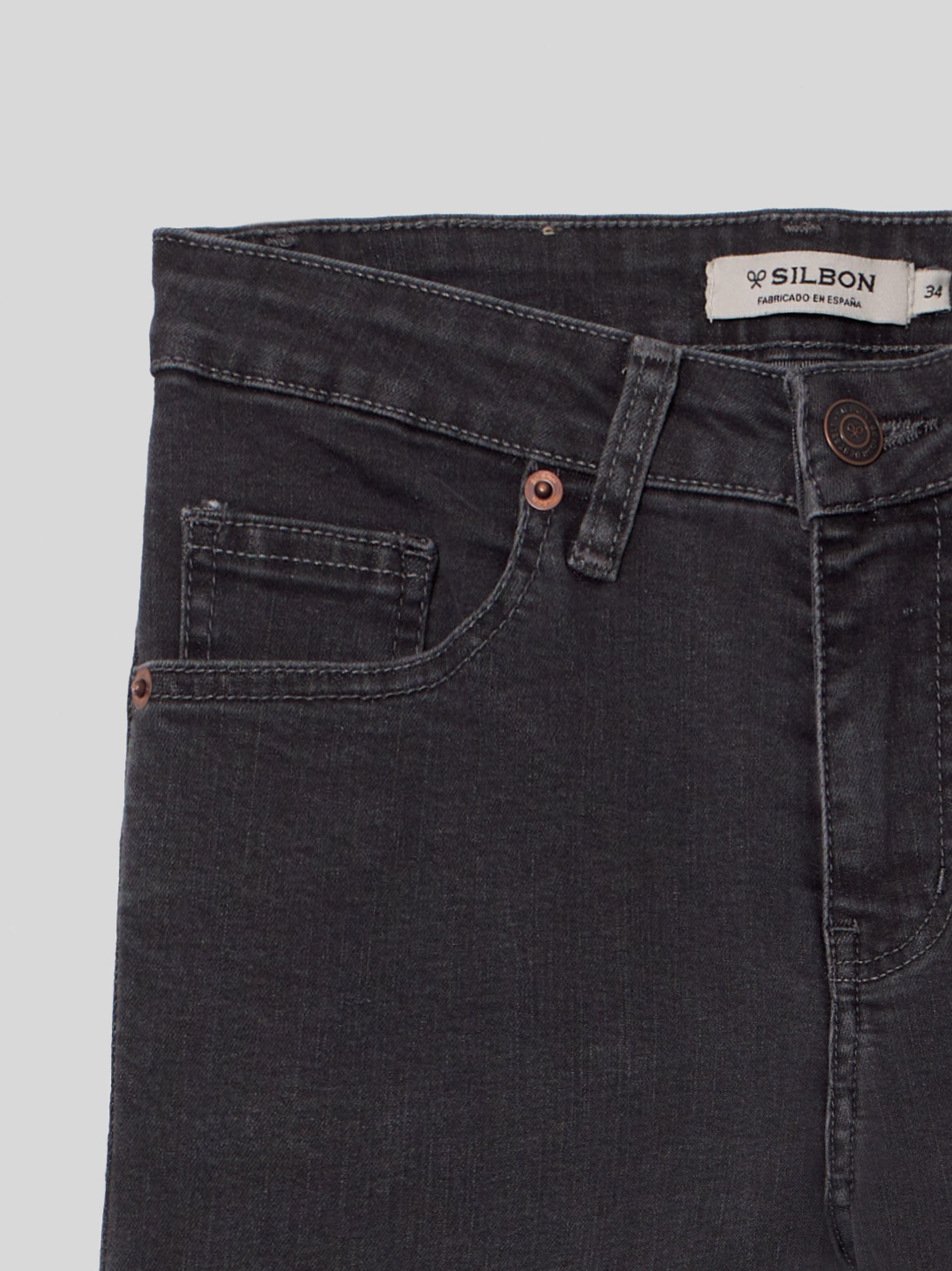 Jean slim fit en coton stretch - L38 - Gris foncé - Grandes tailles