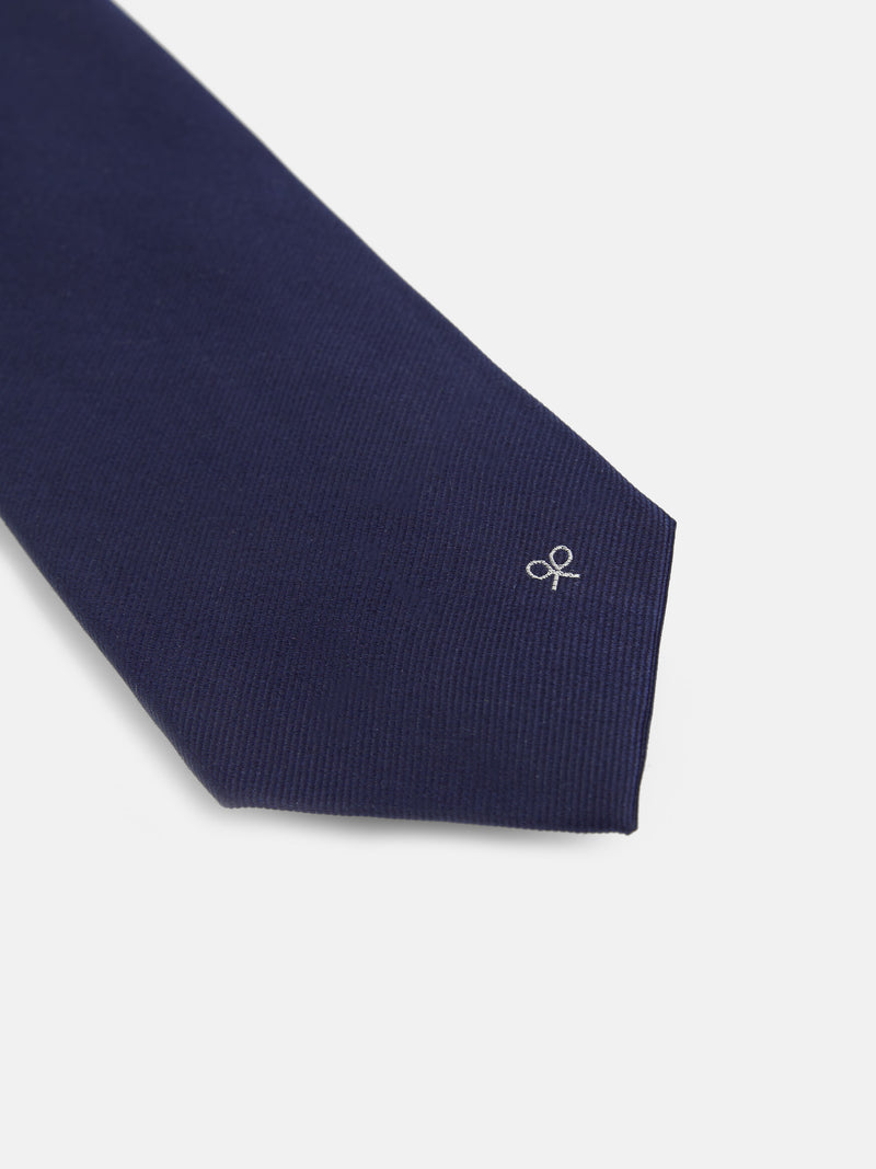 Cravate Silbon unie bleu marine