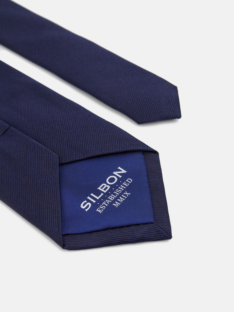 Cravate Silbon unie bleu marine