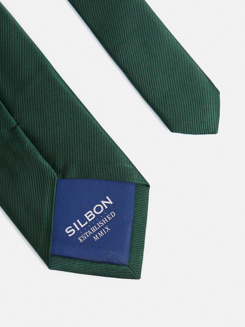Silbon plain green tie