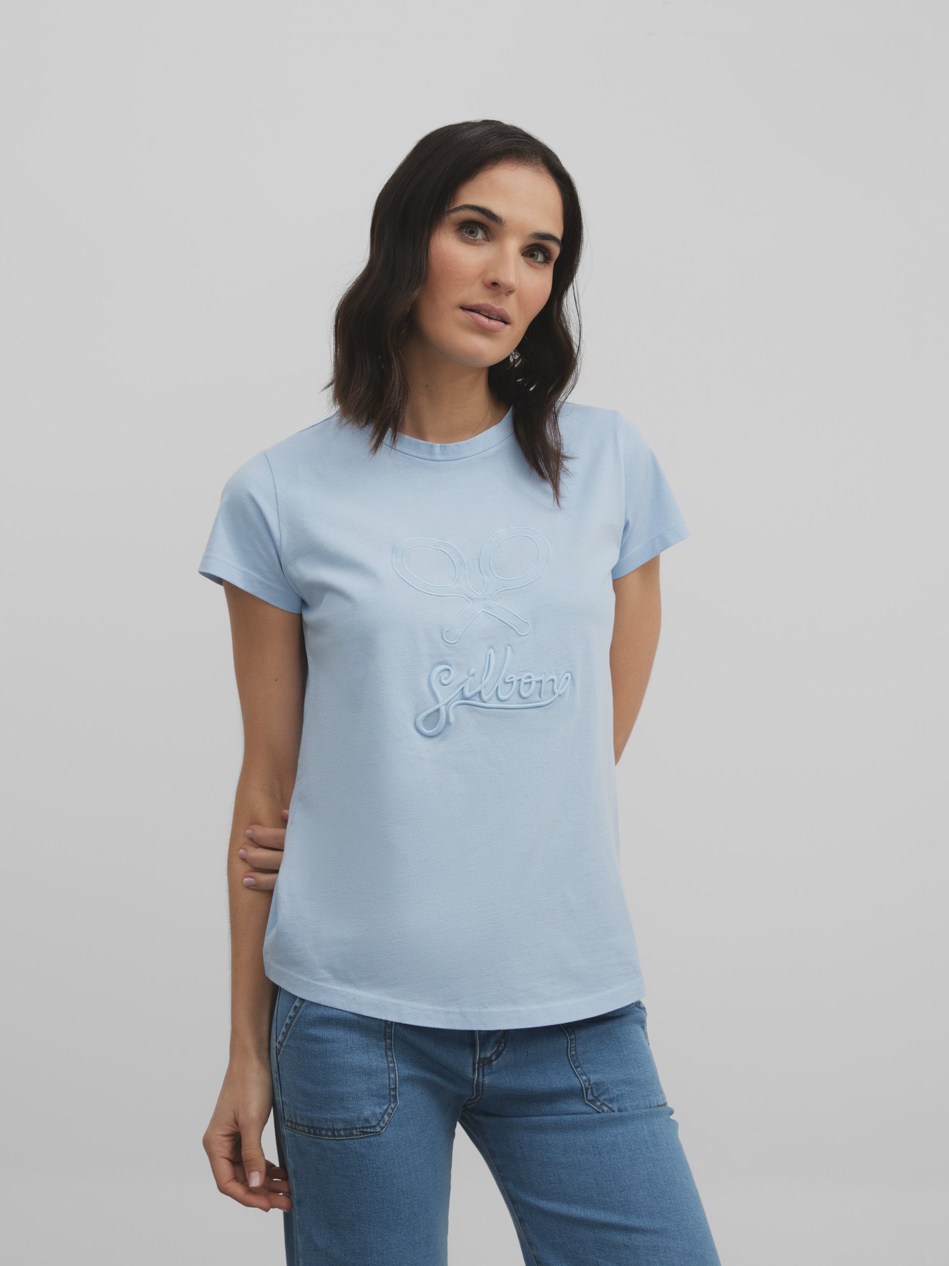 Camiseta woman clasica celeste