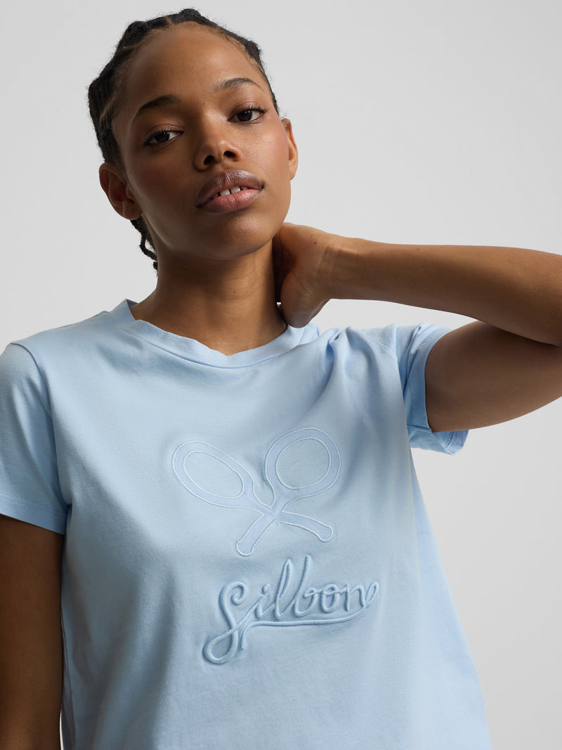Camisola clássica de mulher azul celeste