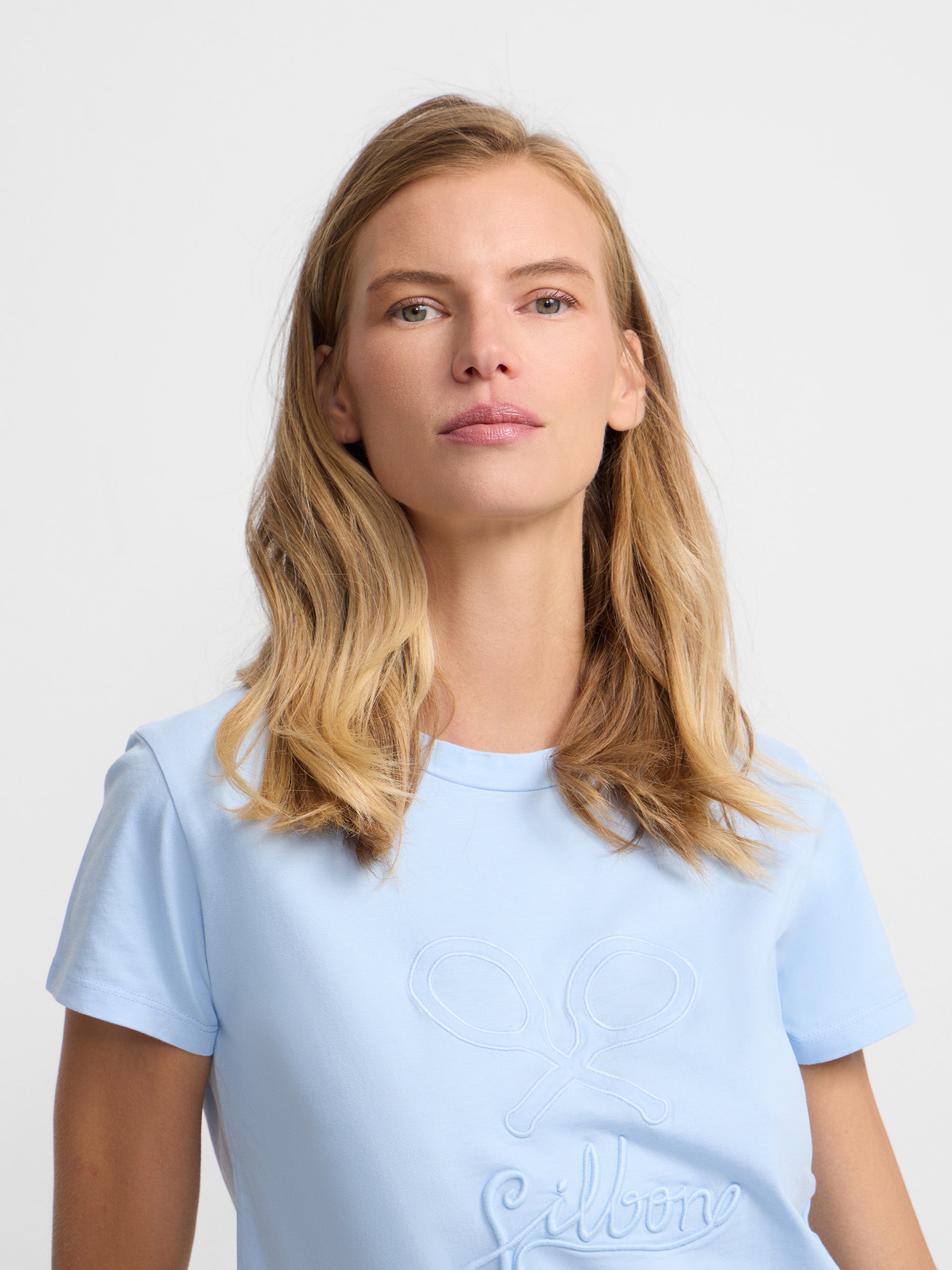 Camisola clássica azul-claro mulher