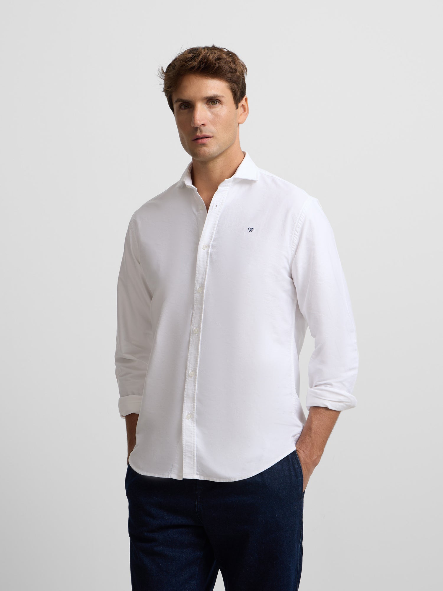 Camisa sport oxford cutaway blanca