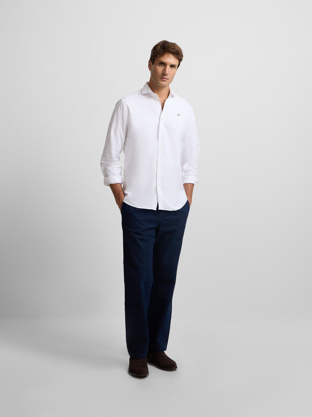 White cutaway oxford sport shirt