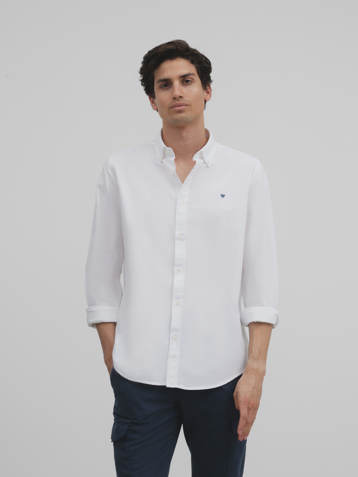 White regular fit oxford sport shirt
