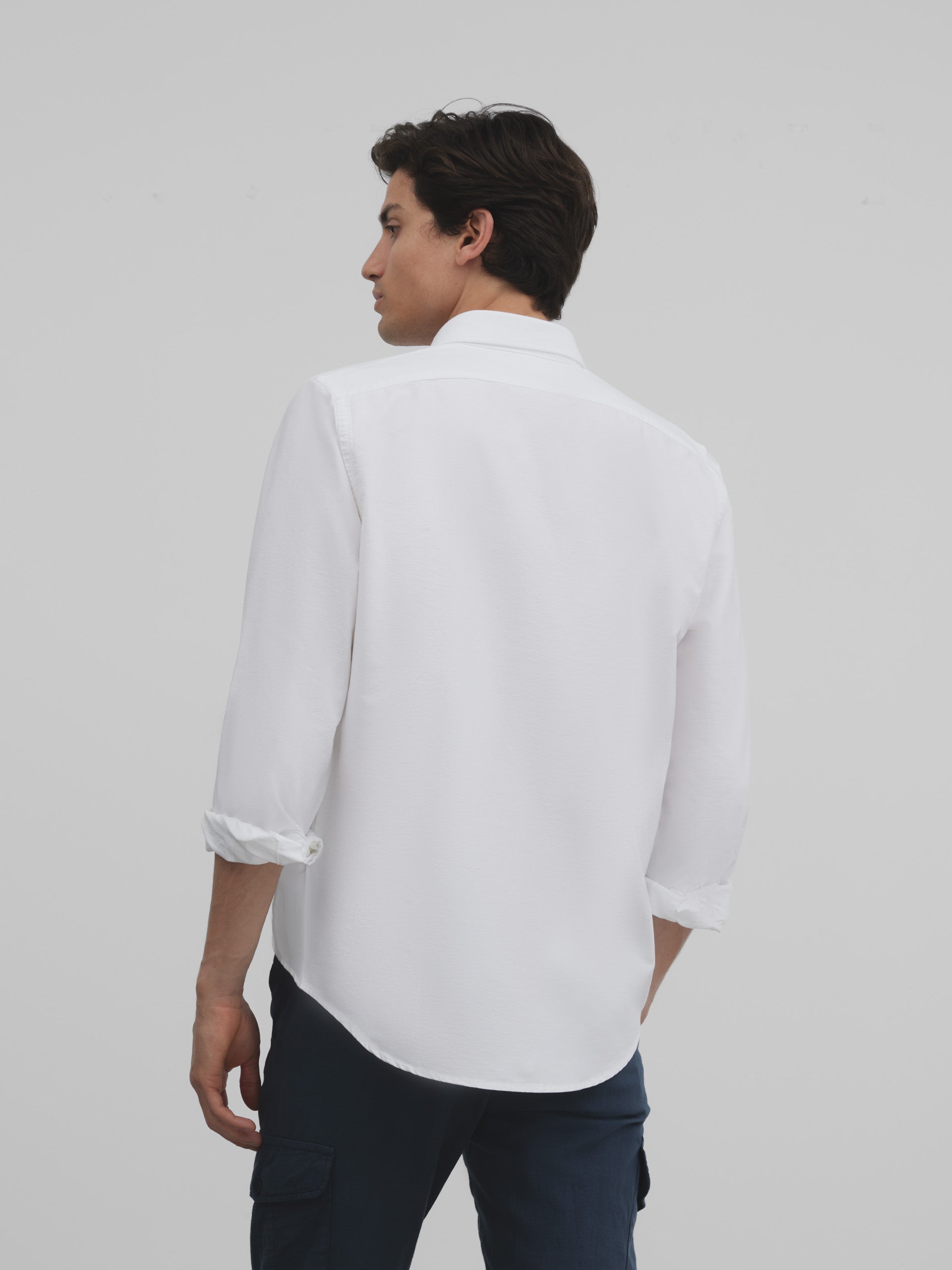 White regular fit oxford sport shirt