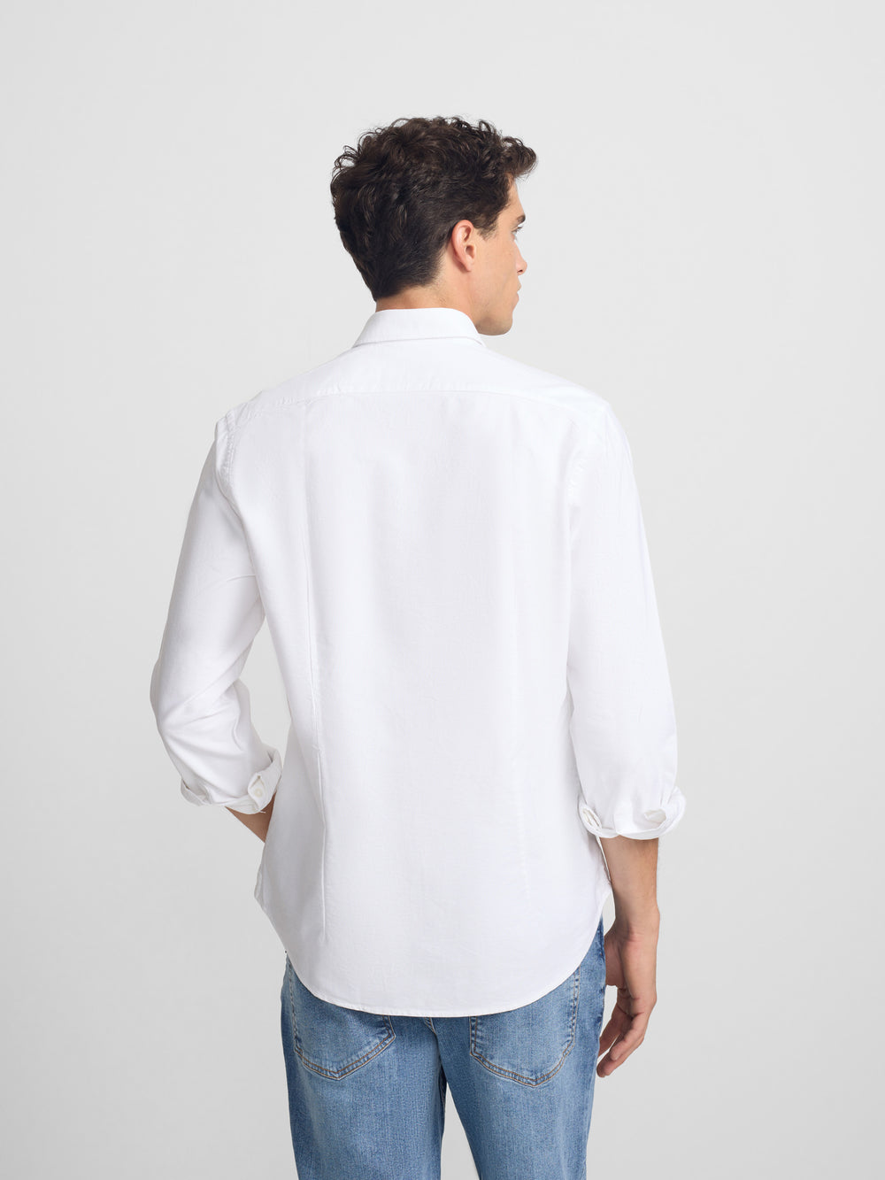 White regular fit oxford sport shirt