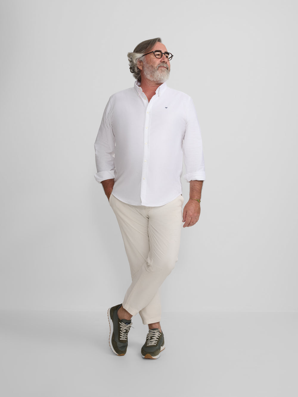 White regular fit oxford sport shirt