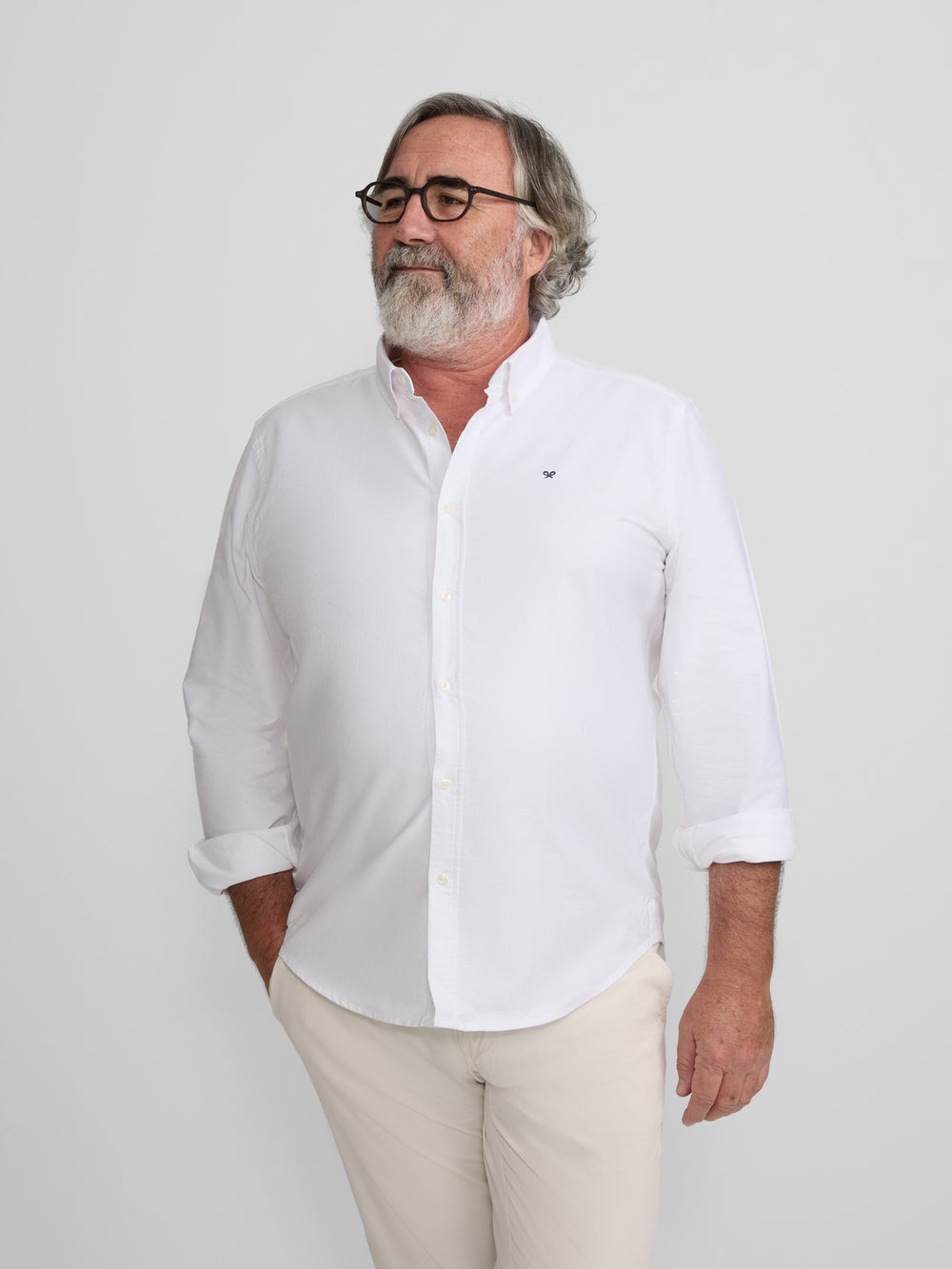 White regular fit oxford sport shirt