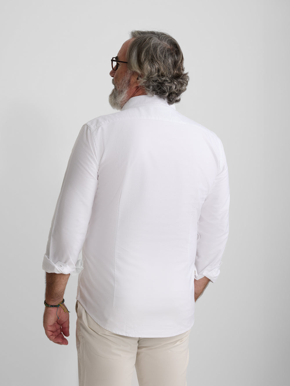 White regular fit oxford sport shirt
