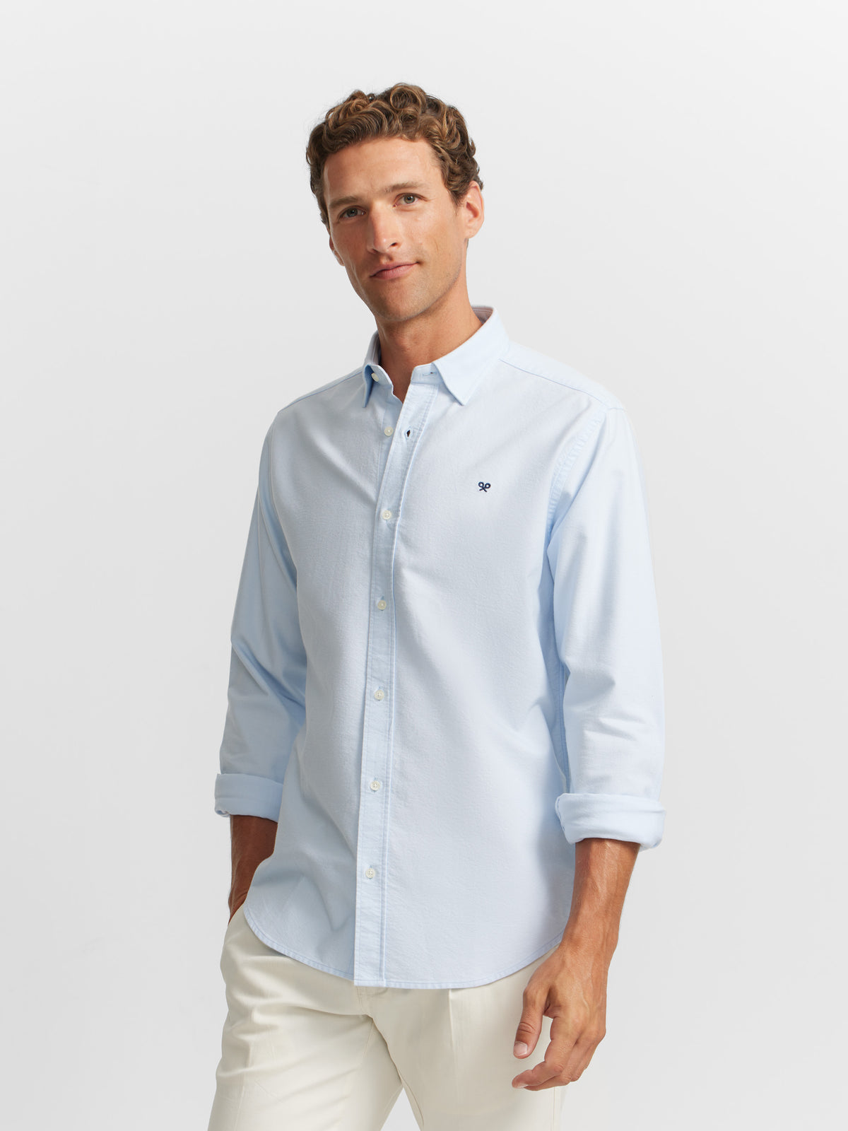 Camisa sport oxford cutaway azul celeste