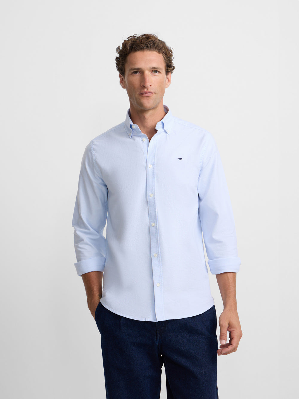 Light blue regular fit oxford sport shirt