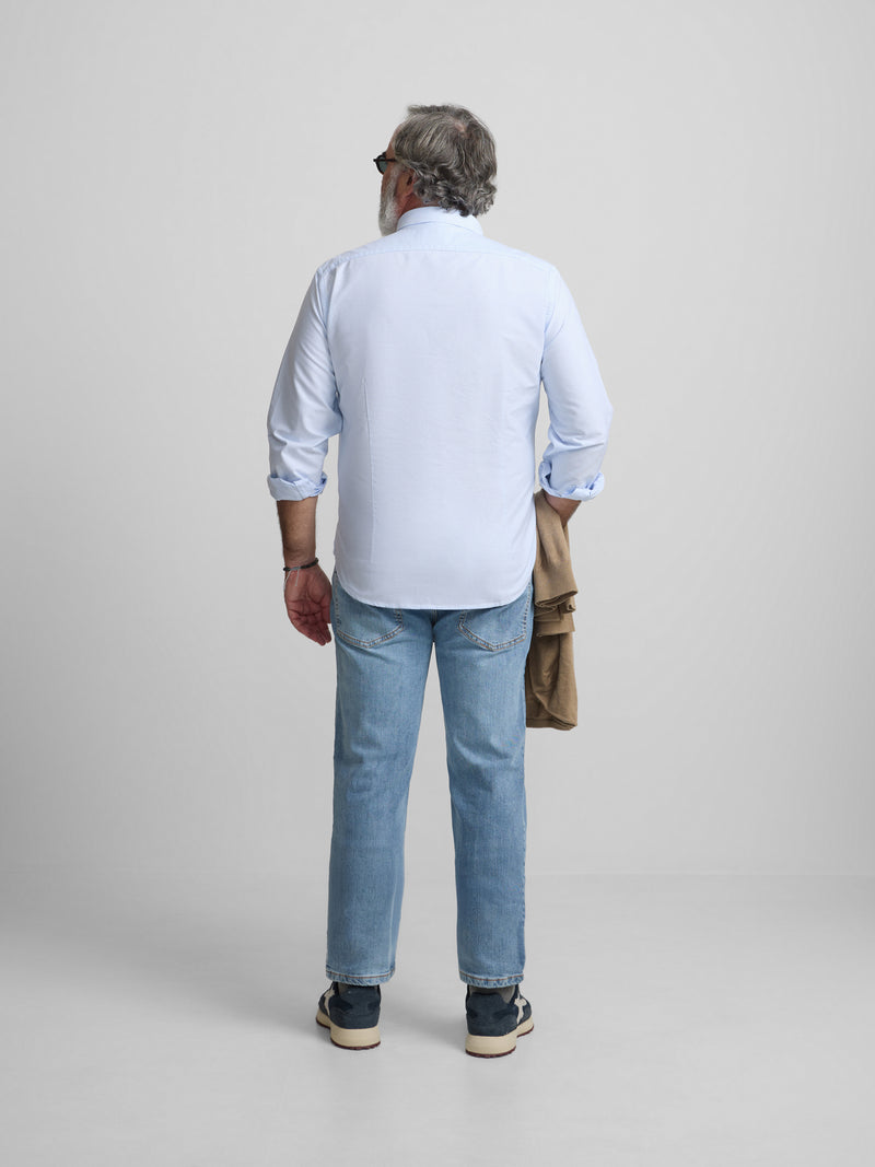 Camisa sport oxford regular fit azul celeste