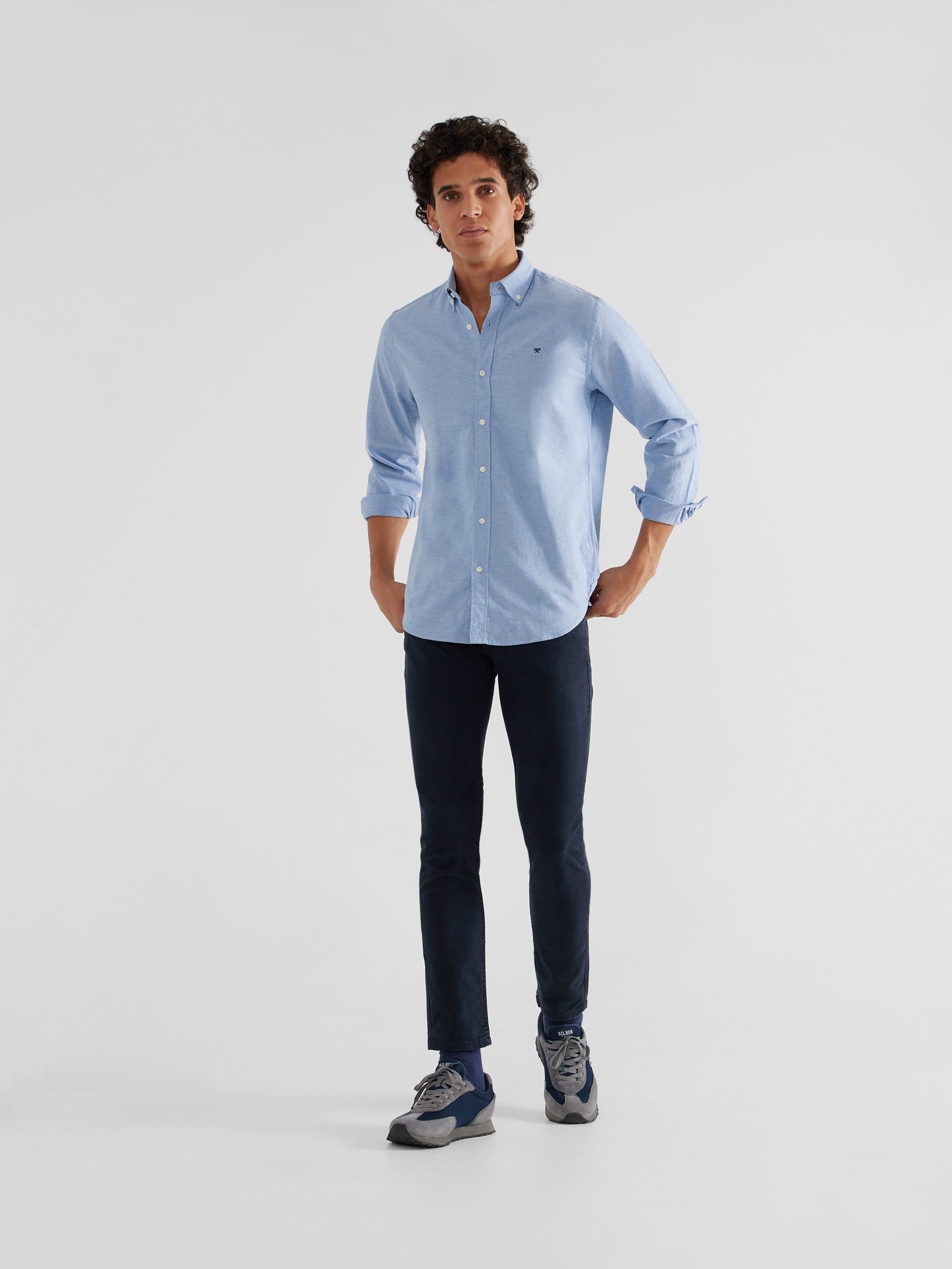 Camisa sport oxford azul medio