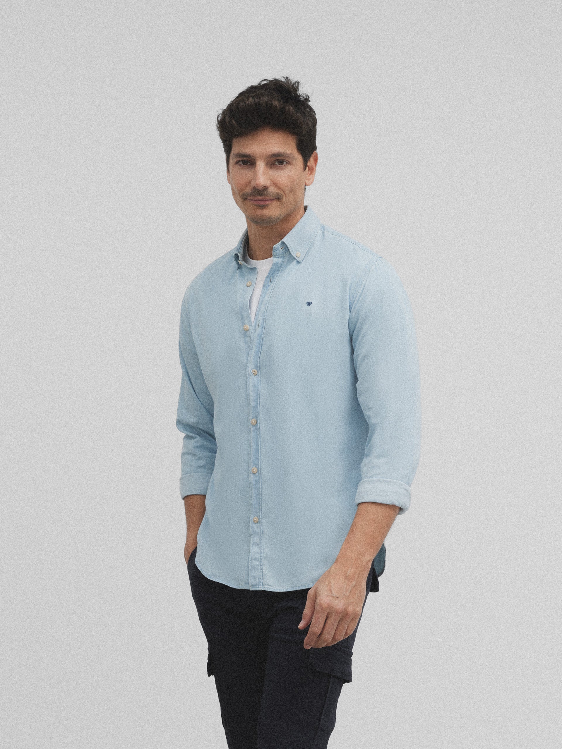 Camisa sport denim azul claro