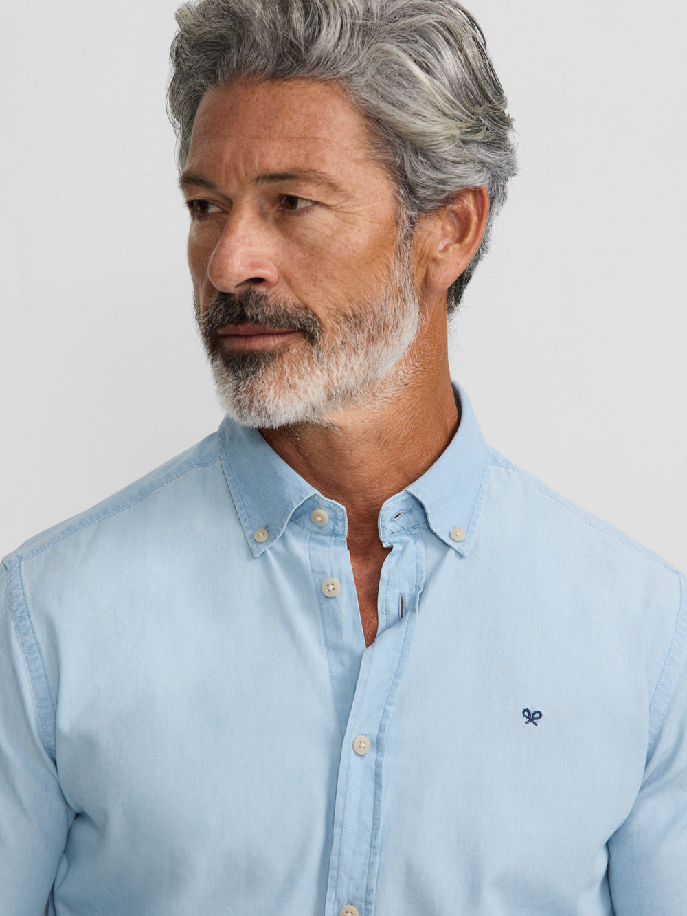 Camisa sport denim regular fit azul claro