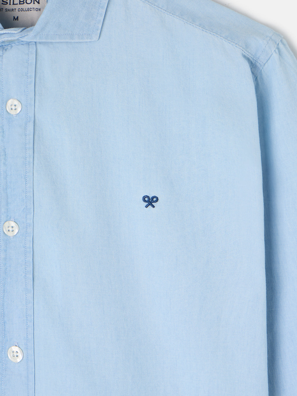 Camisa desportiva de ganga azul médio