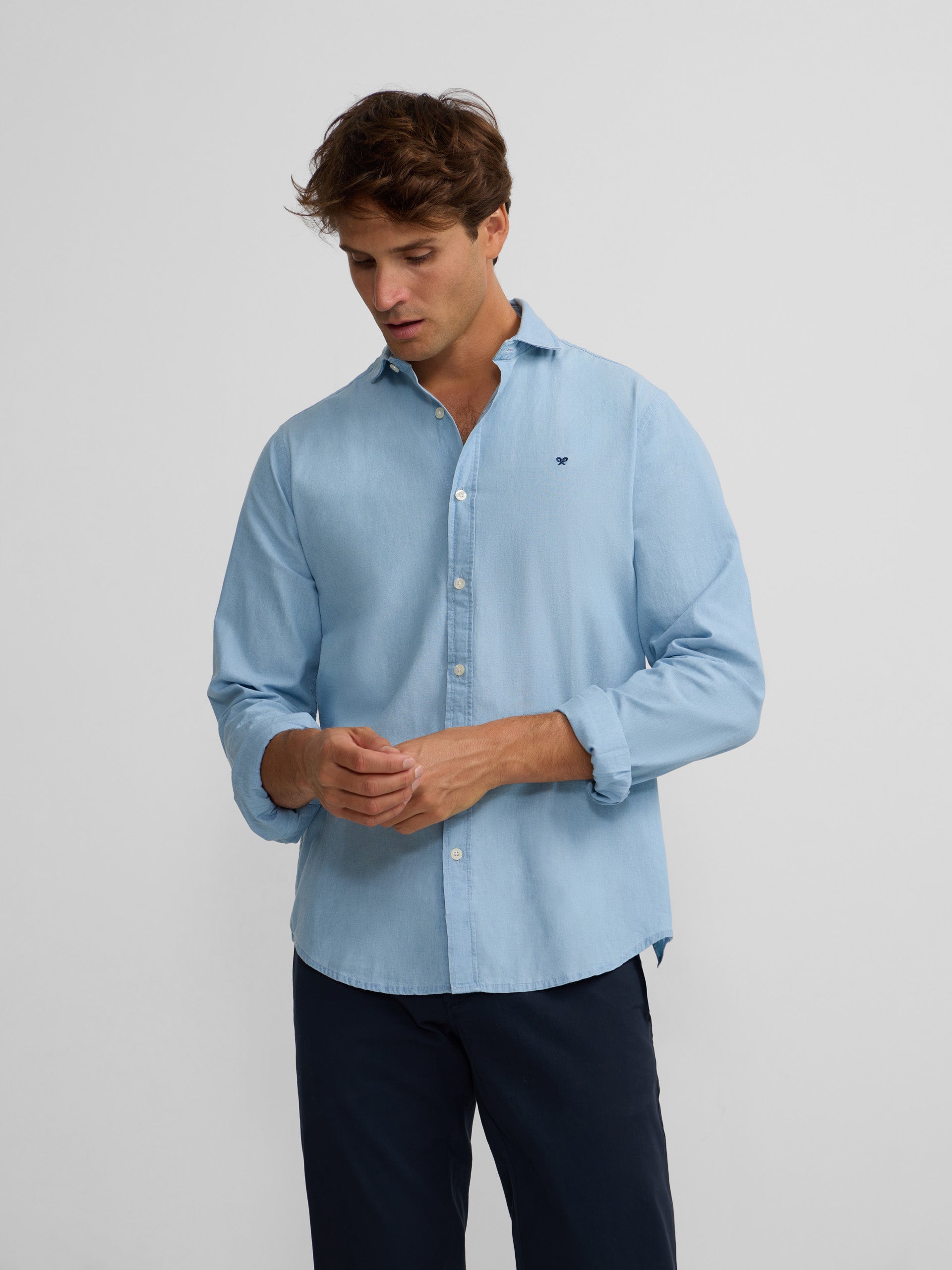 Chemise sport en jean bleu moyen