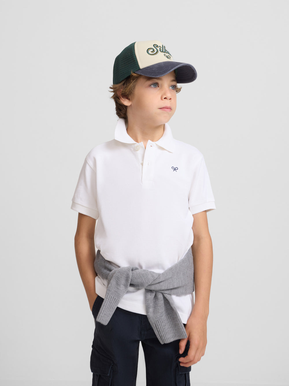 Polo mini raquette blanc classique pour enfants