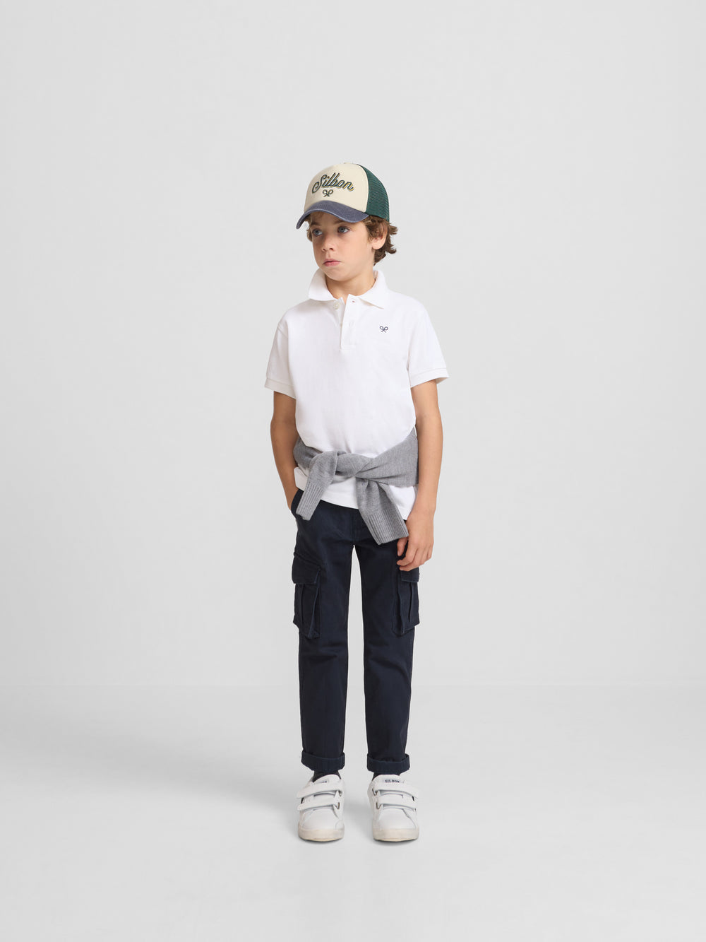 Polo mini raquette blanc classique pour enfants