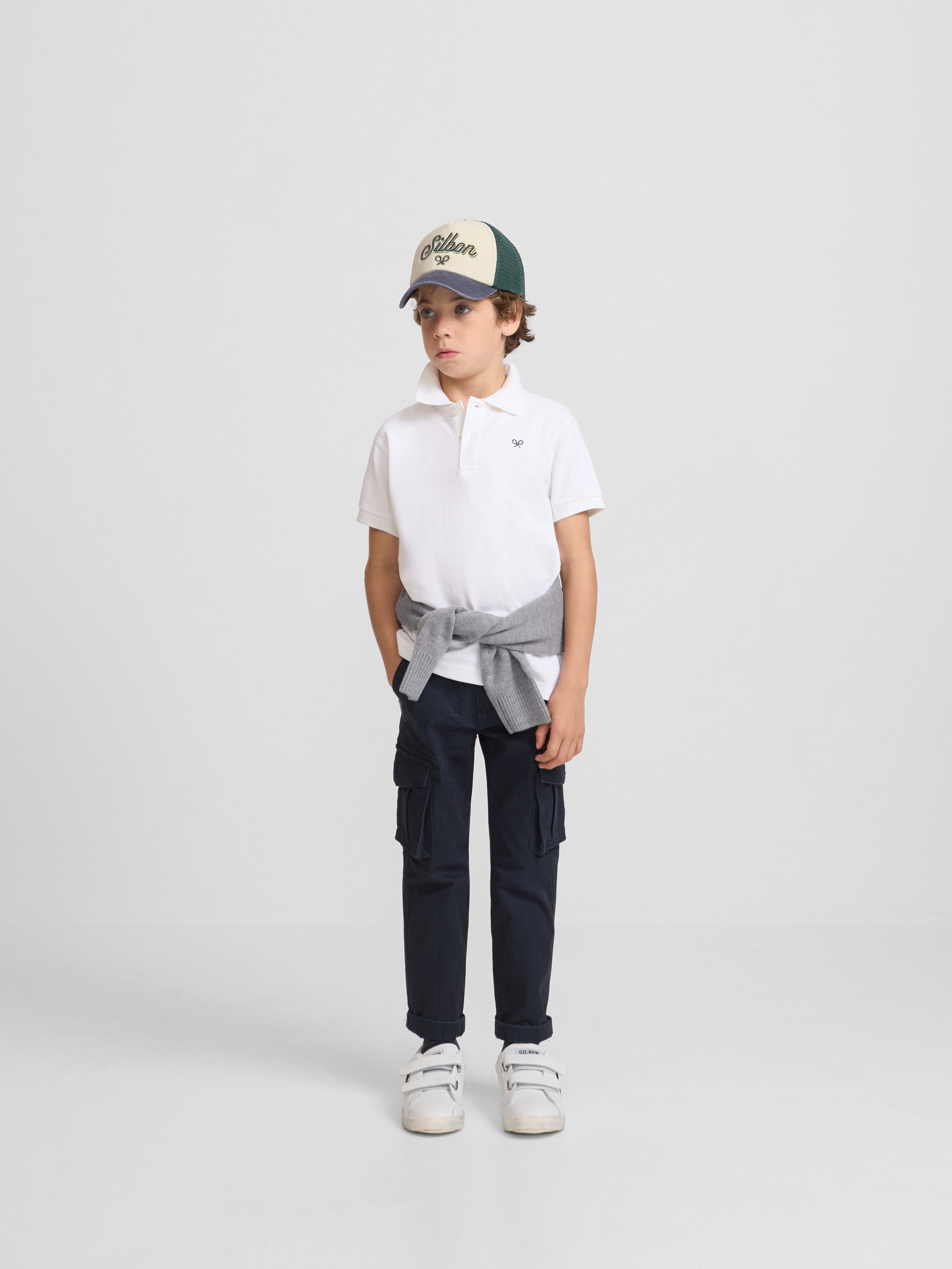 Polo clássico infantil miniraquete branco