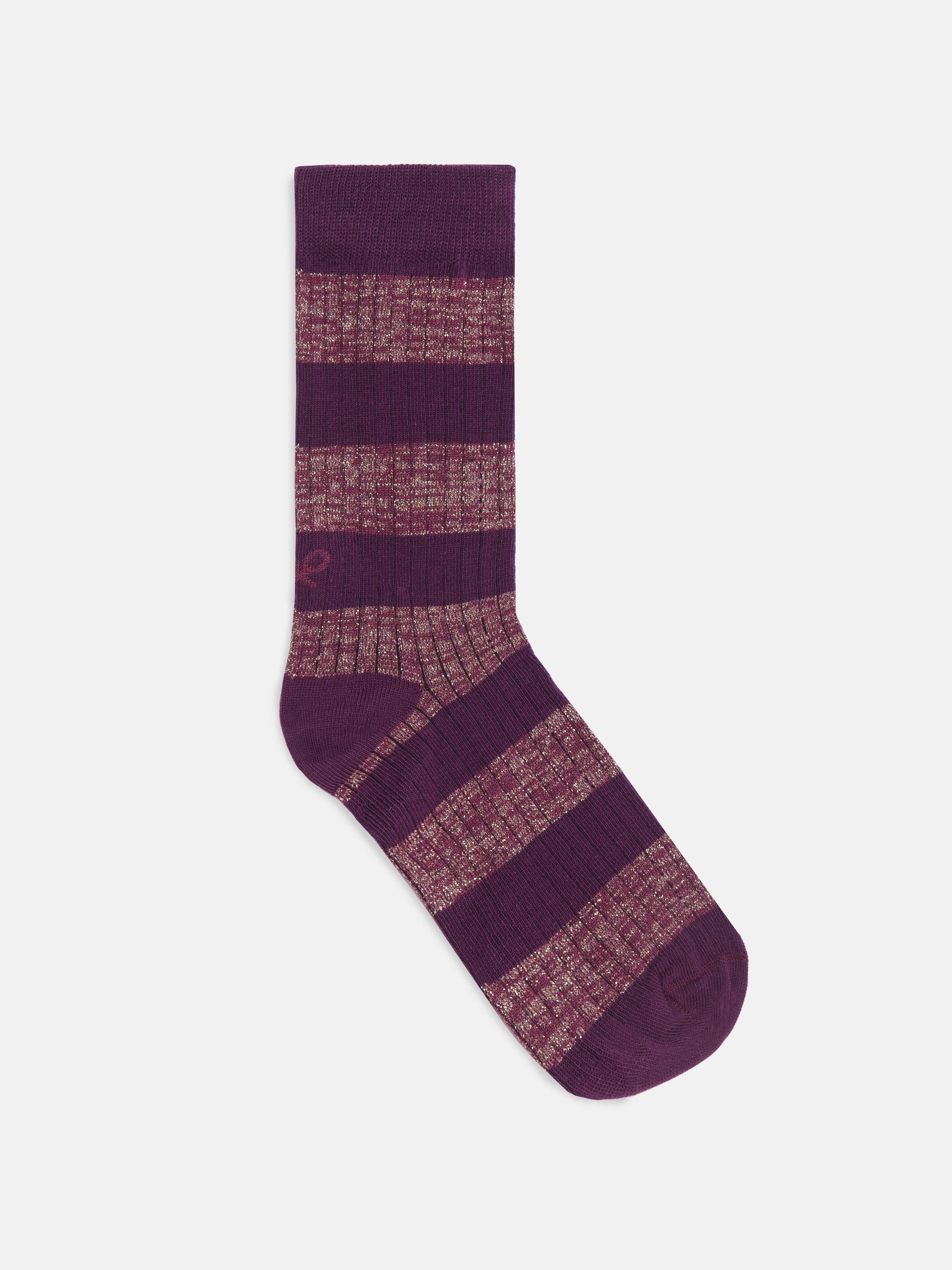 Purple striped ribbed socks