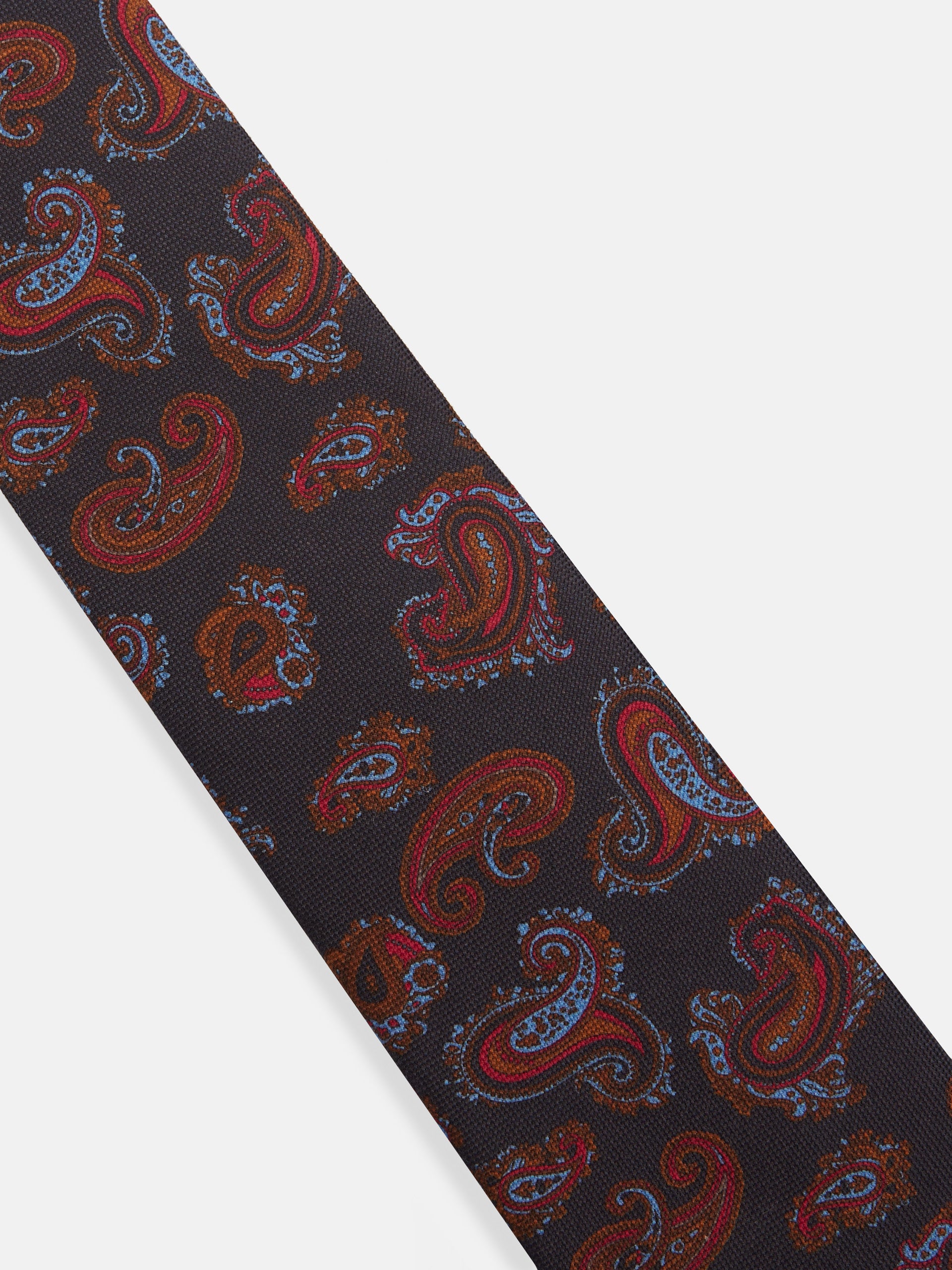 Navy blue paisley printed tie