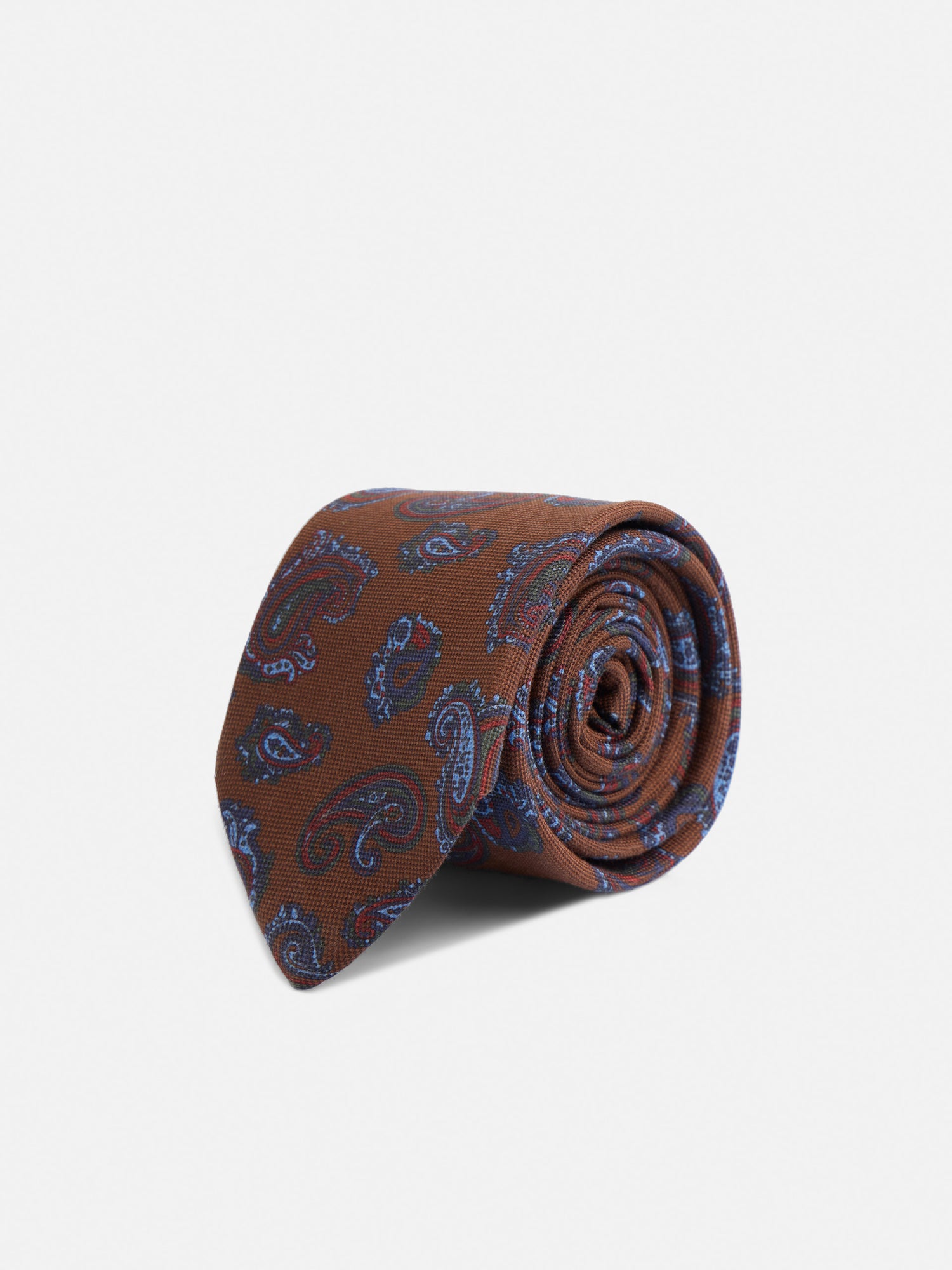 Brown paisley printed tie