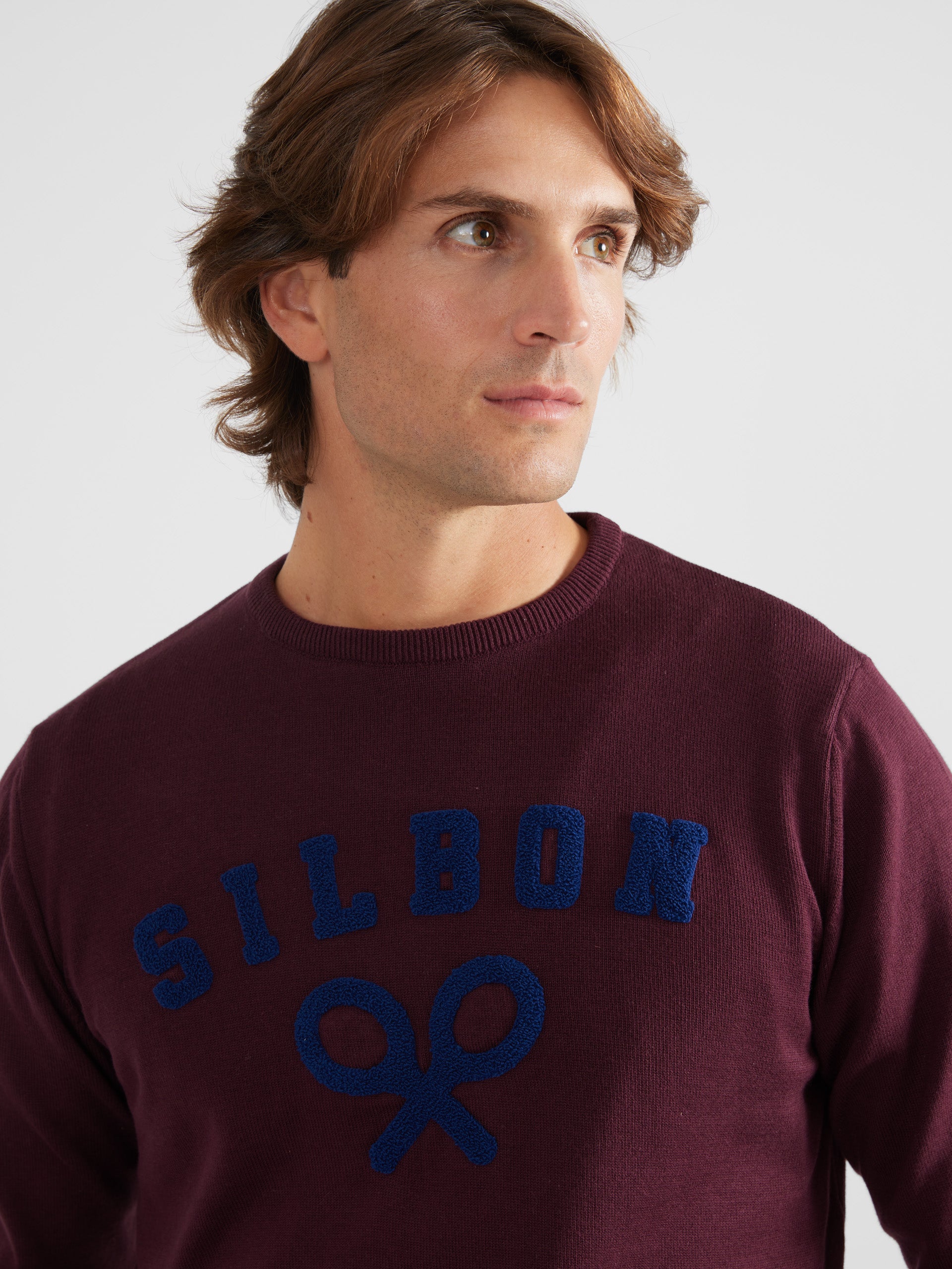 Burgundy logo crew neck sweater