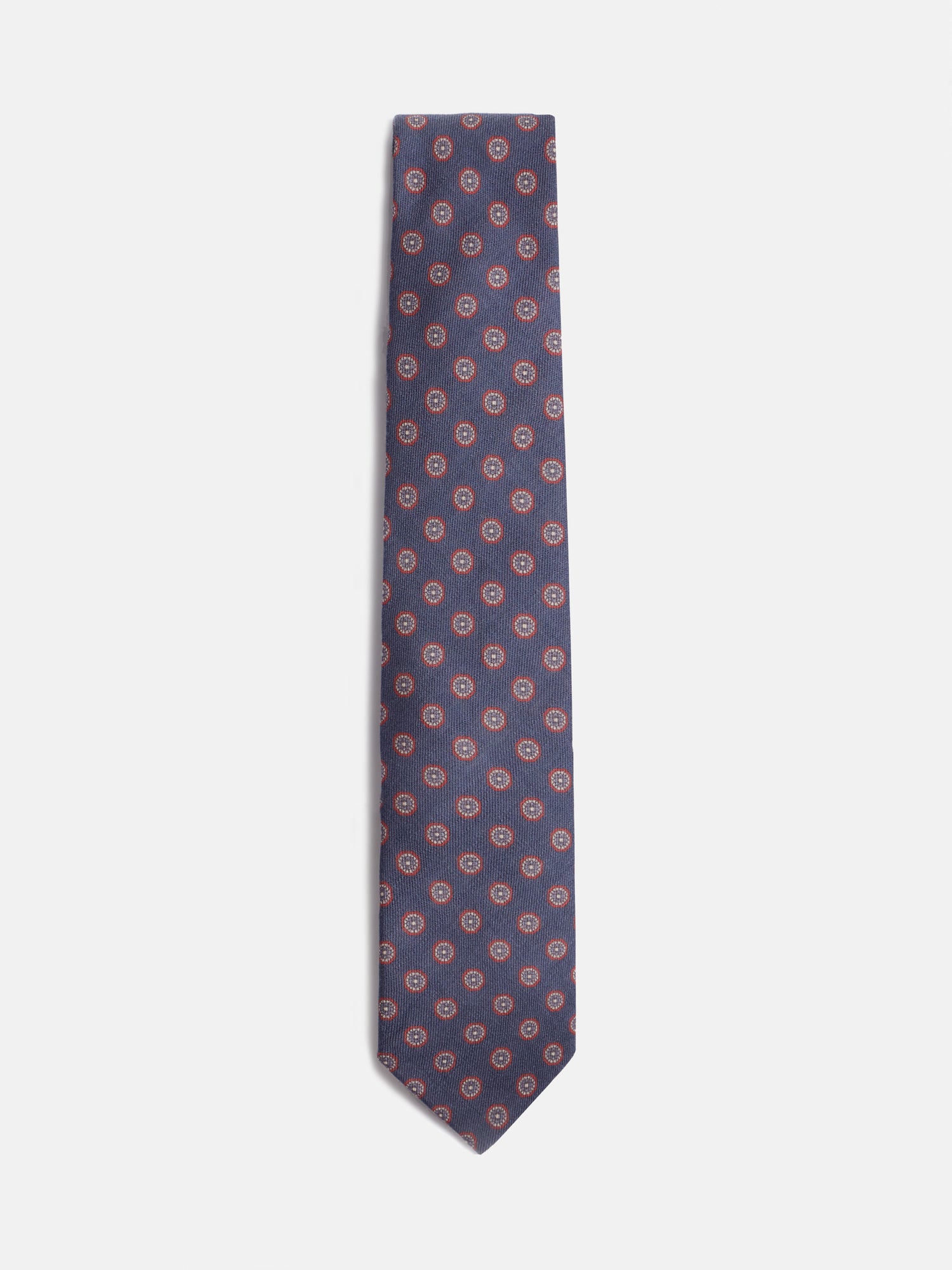 Navy blue printed geometric tie