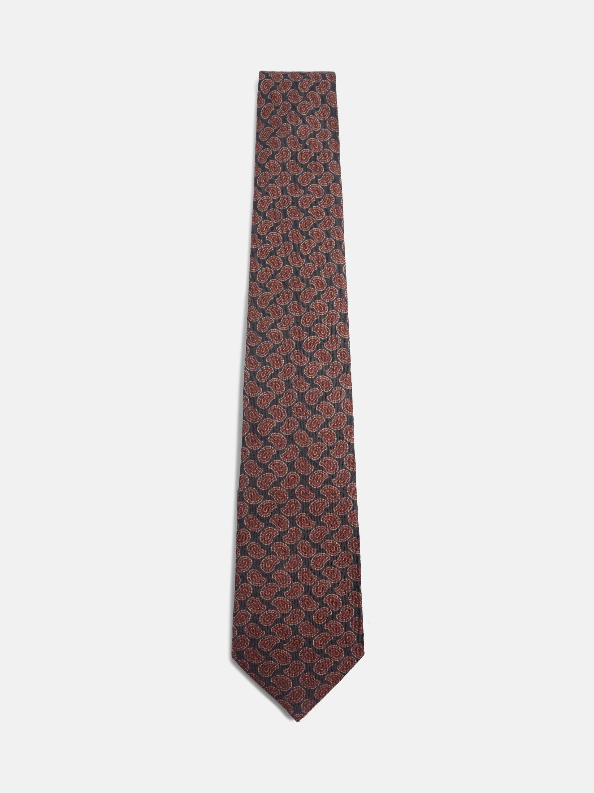 Cravate amibe imprimée gris bordeaux