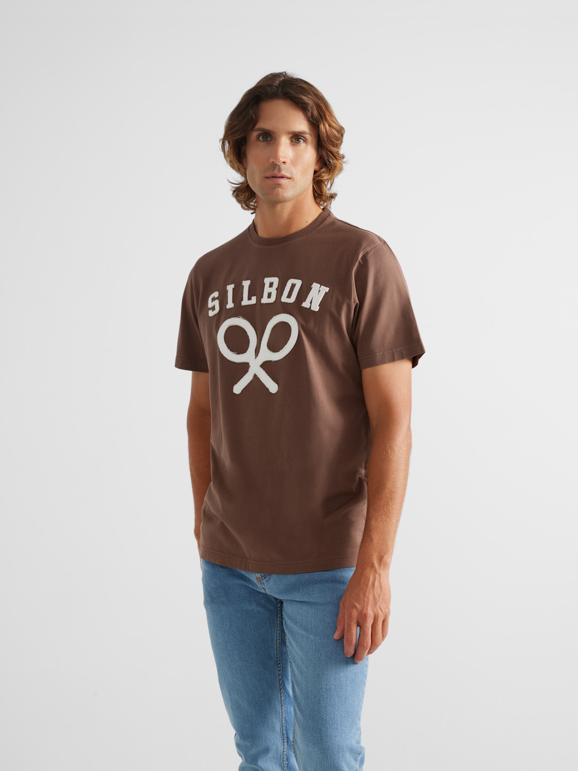 Camiseta raquetas corporativas marron